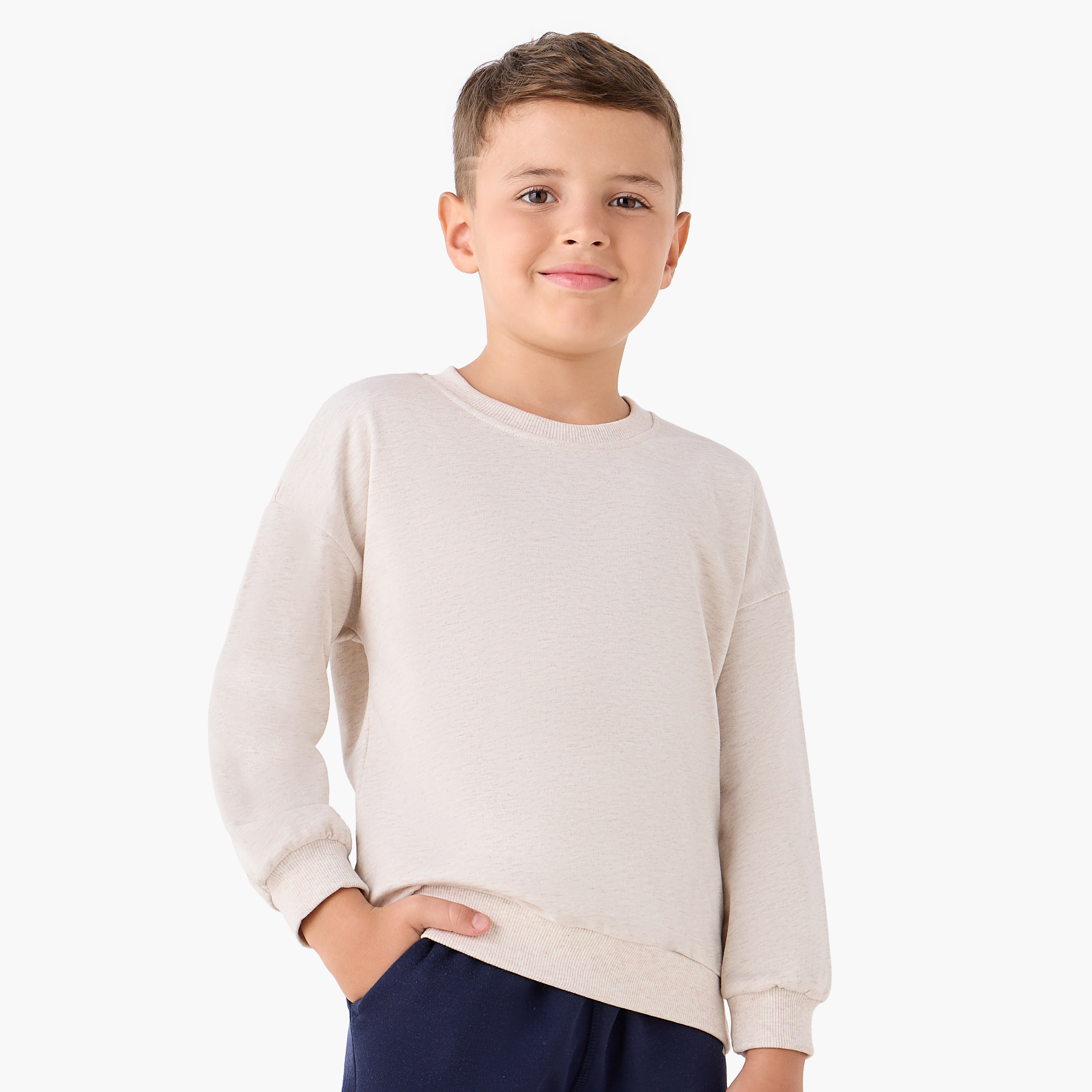 طقم سويت شيرتات سادة بأكمام طويلة من جونيورز - طقم 3 قطع-boys-clothing-sweatshirts-image-2