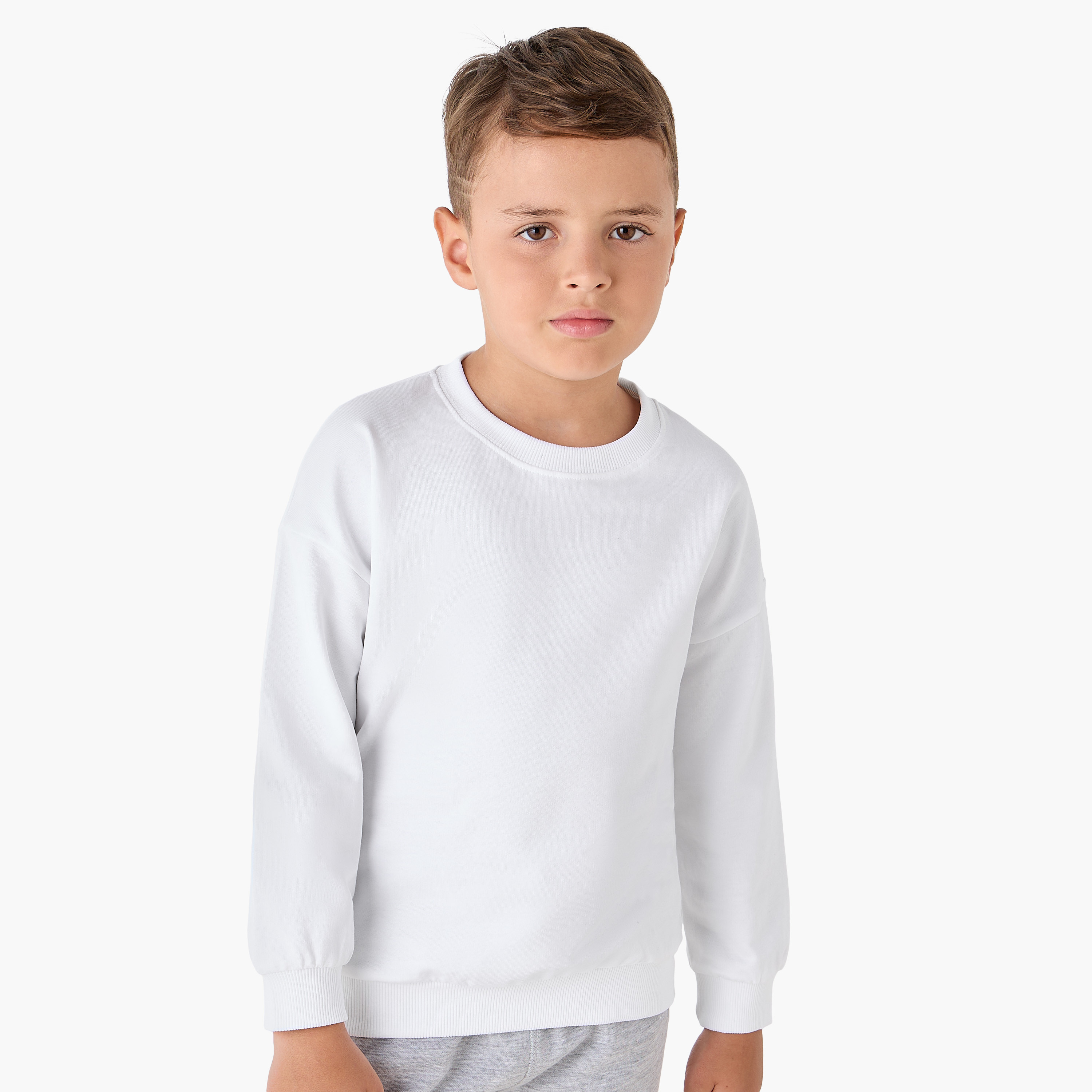 Juniors Solid Sweatshirt with Long Sleeves - Set of 3-boys-clothing-sweatshirts-image-2