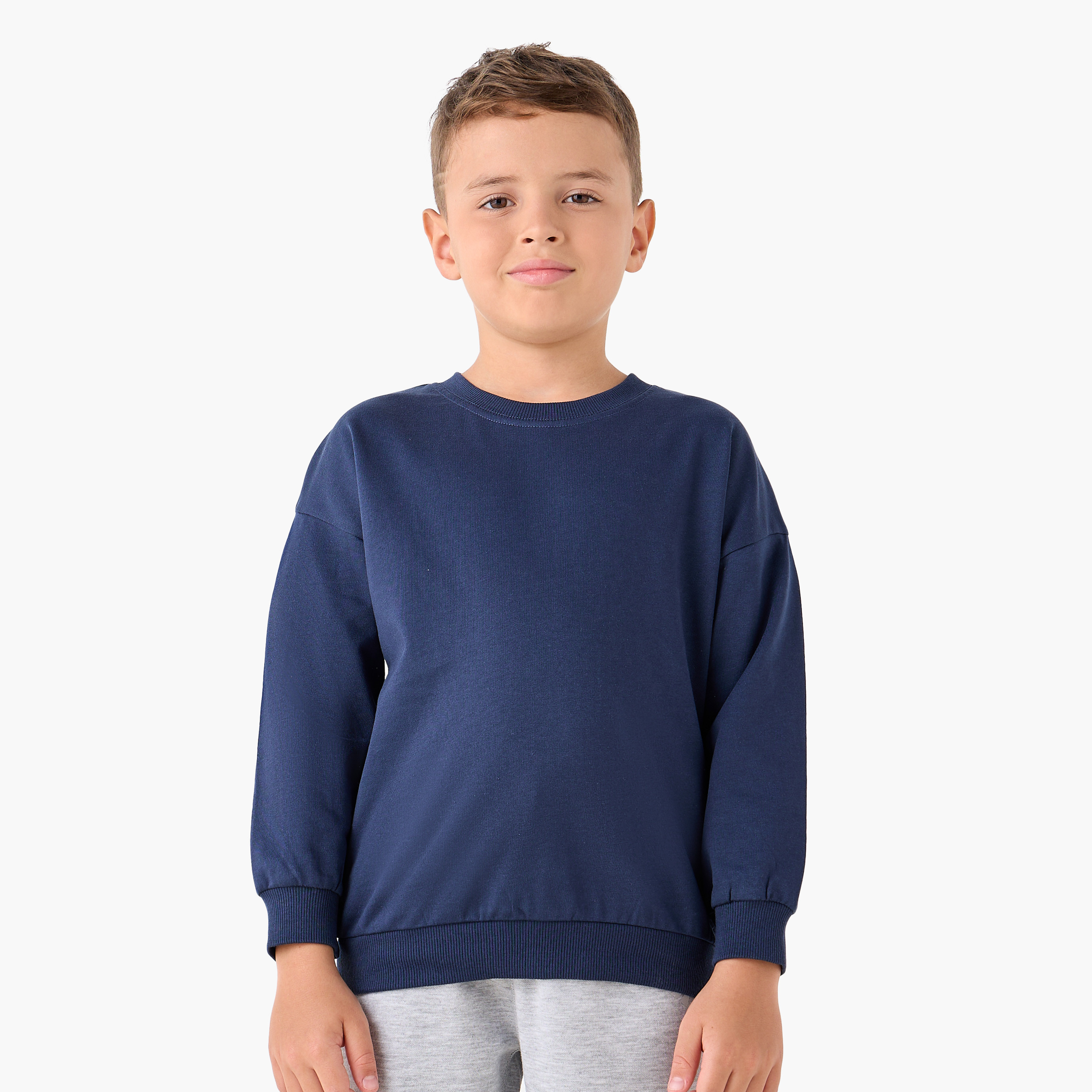 Juniors Solid Sweatshirt with Long Sleeves - Set of 3-boys-clothing-sweatshirts-image-6