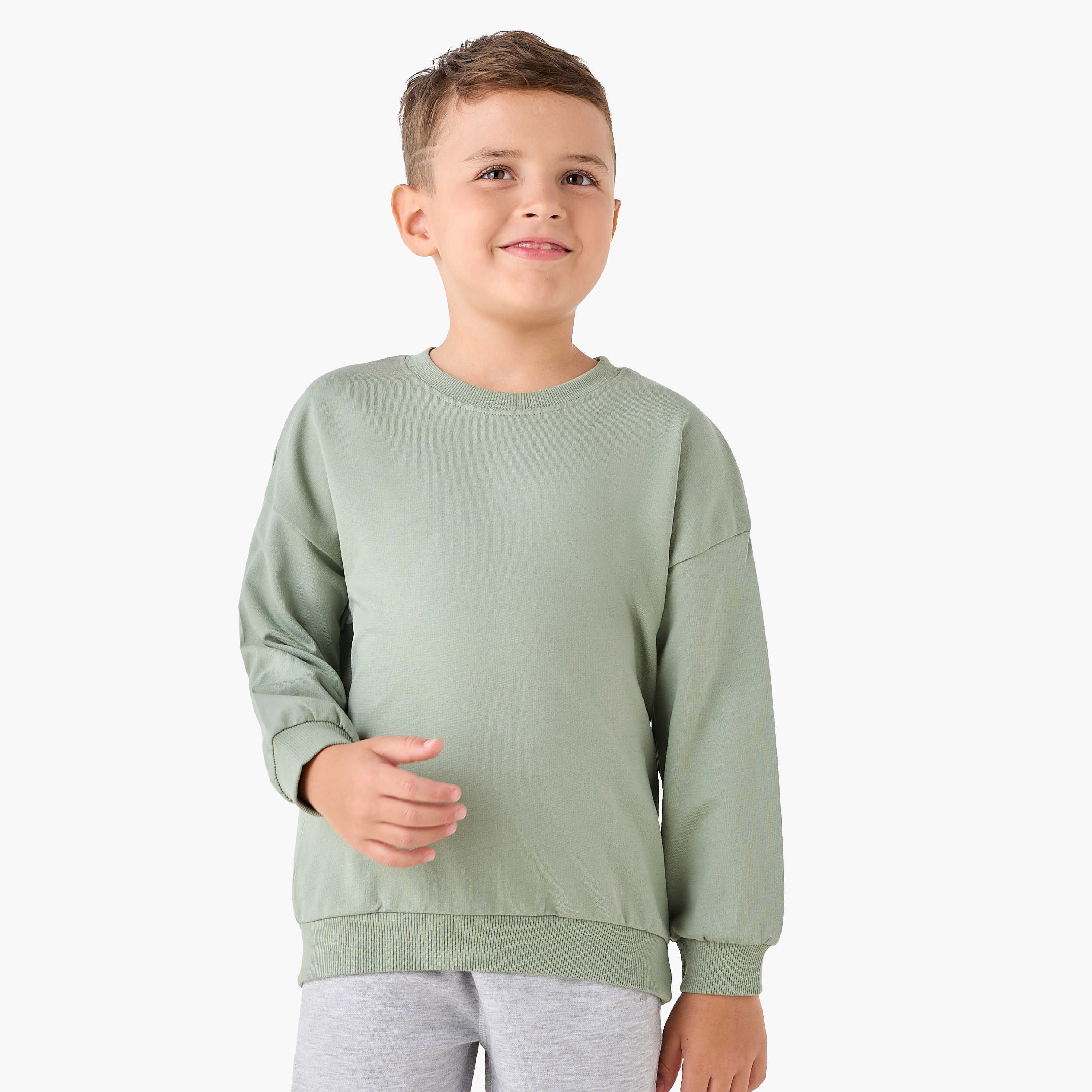 Juniors Solid Sweatshirt with Long Sleeves - Set of 3-boys-clothing-sweatshirts-image-7