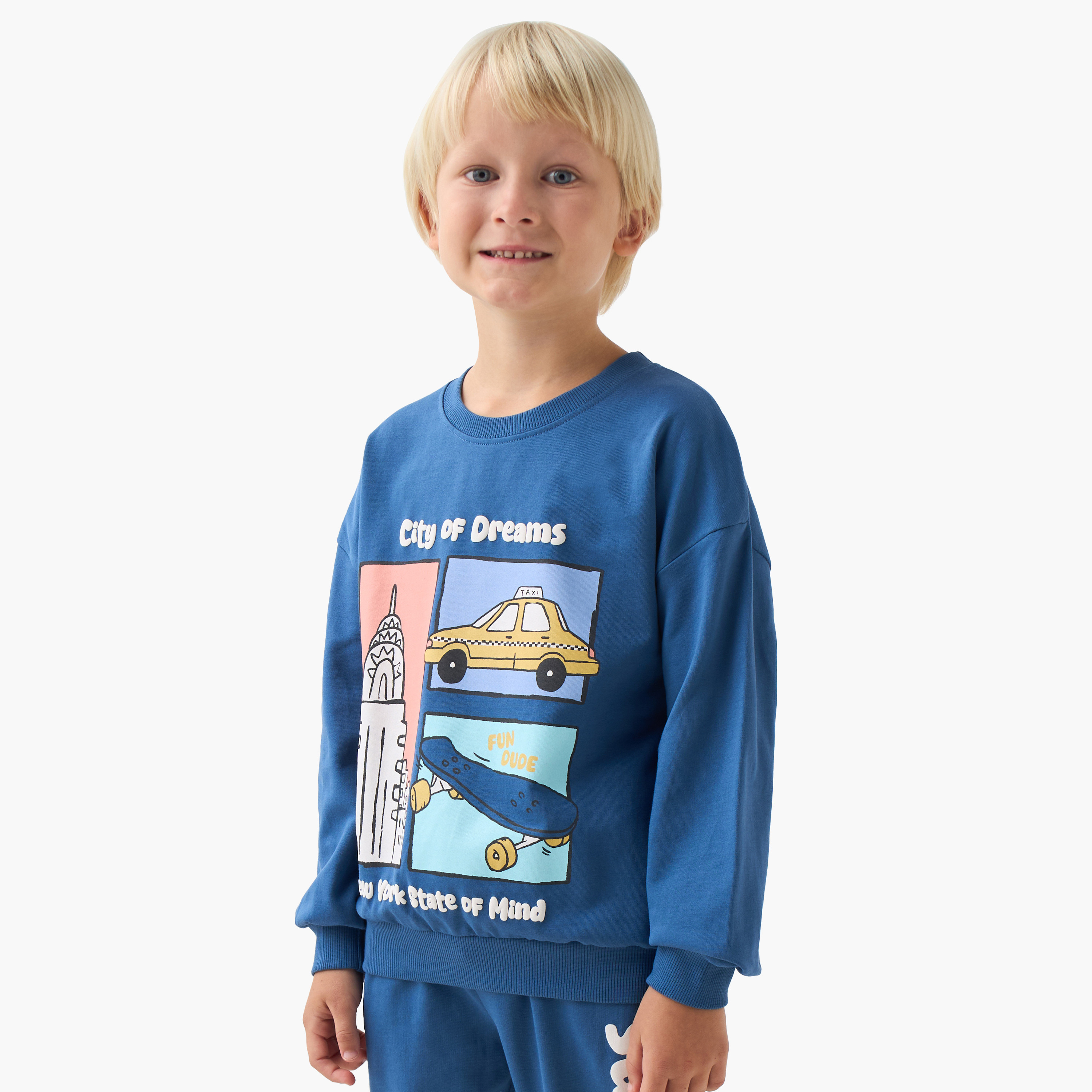 Juniors Printed Sweatshirt with Long Sleeves-boys-clothing-sweatshirts-image-1