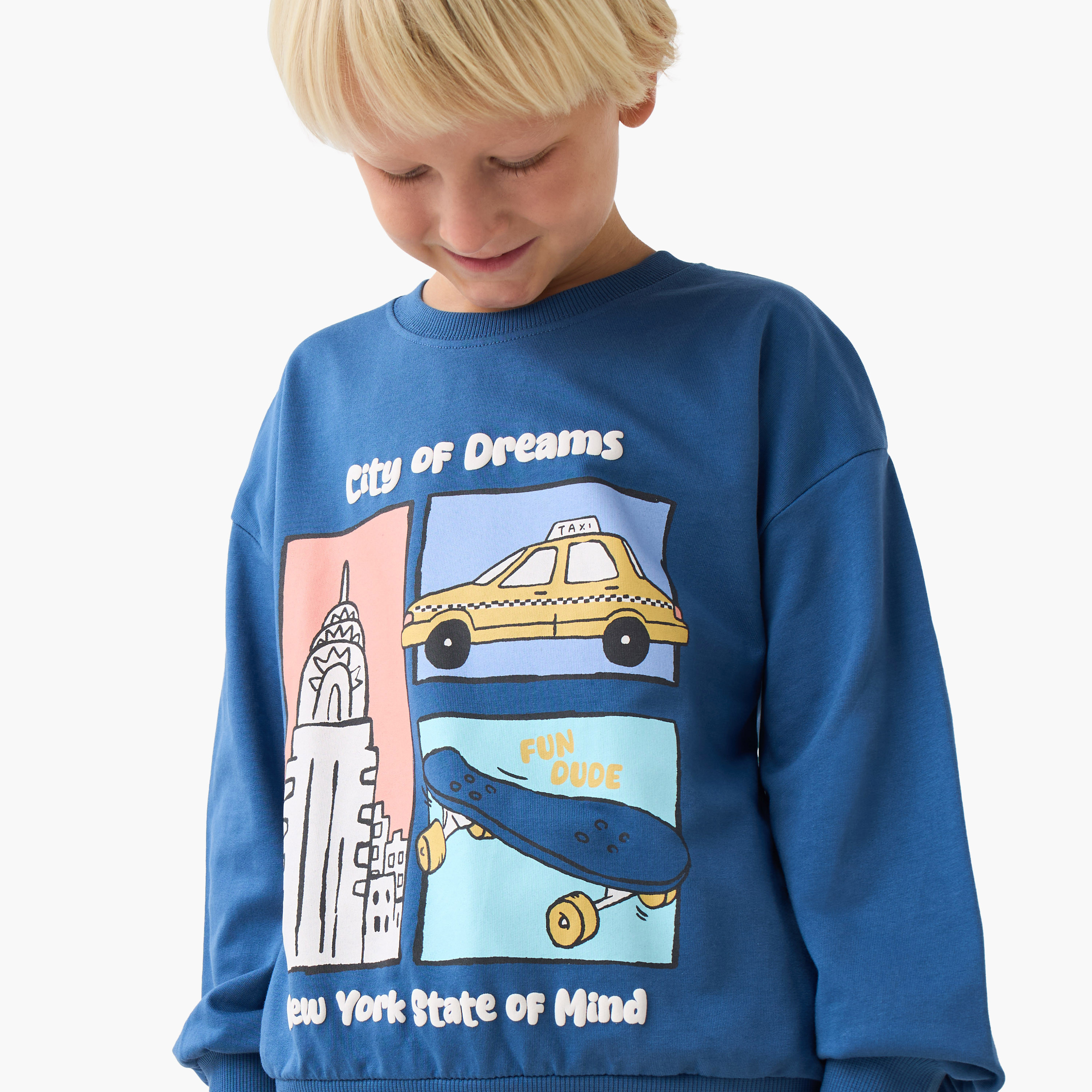 Juniors Printed Sweatshirt with Long Sleeves-boys-clothing-sweatshirts-image-4