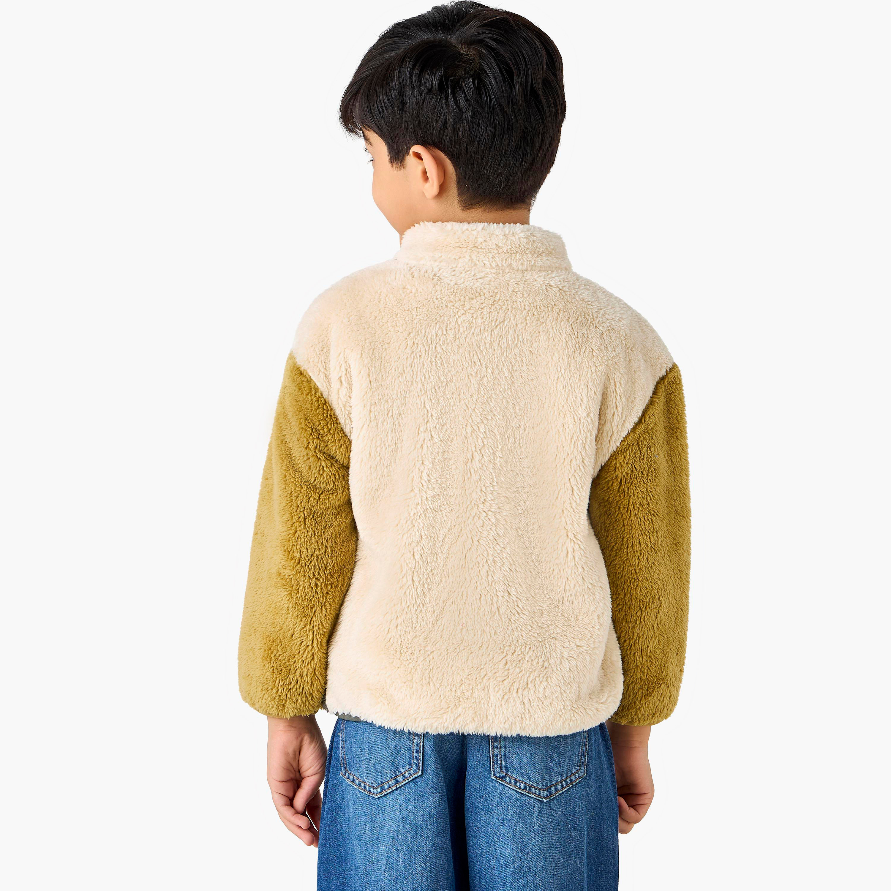 Juniors Colourblock Fleece Jacket with Zip Closure-baby-boys-clothing-jacketsandblazers-image-3