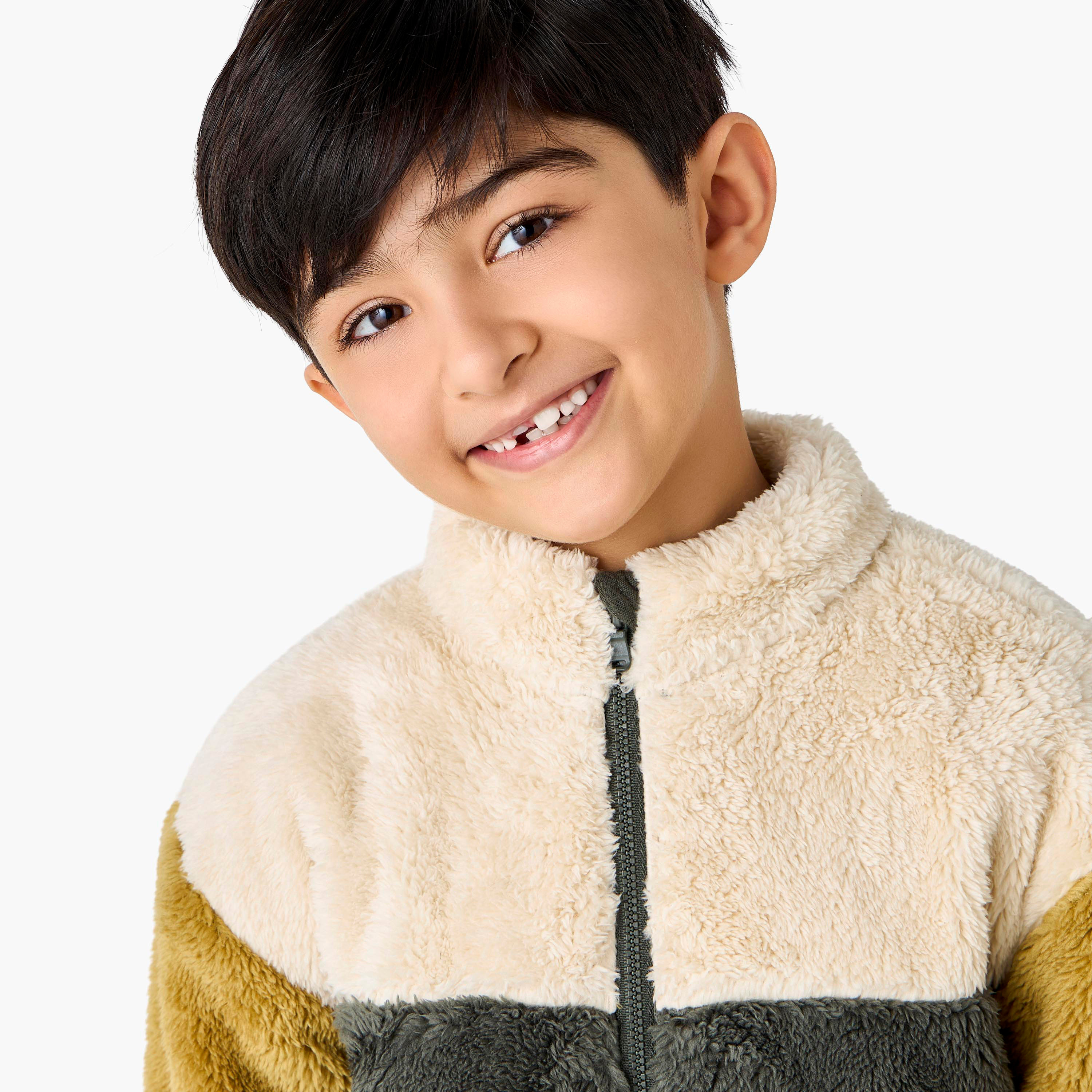 Juniors Colourblock Fleece Jacket with Zip Closure-baby-boys-clothing-jacketsandblazers-image-6