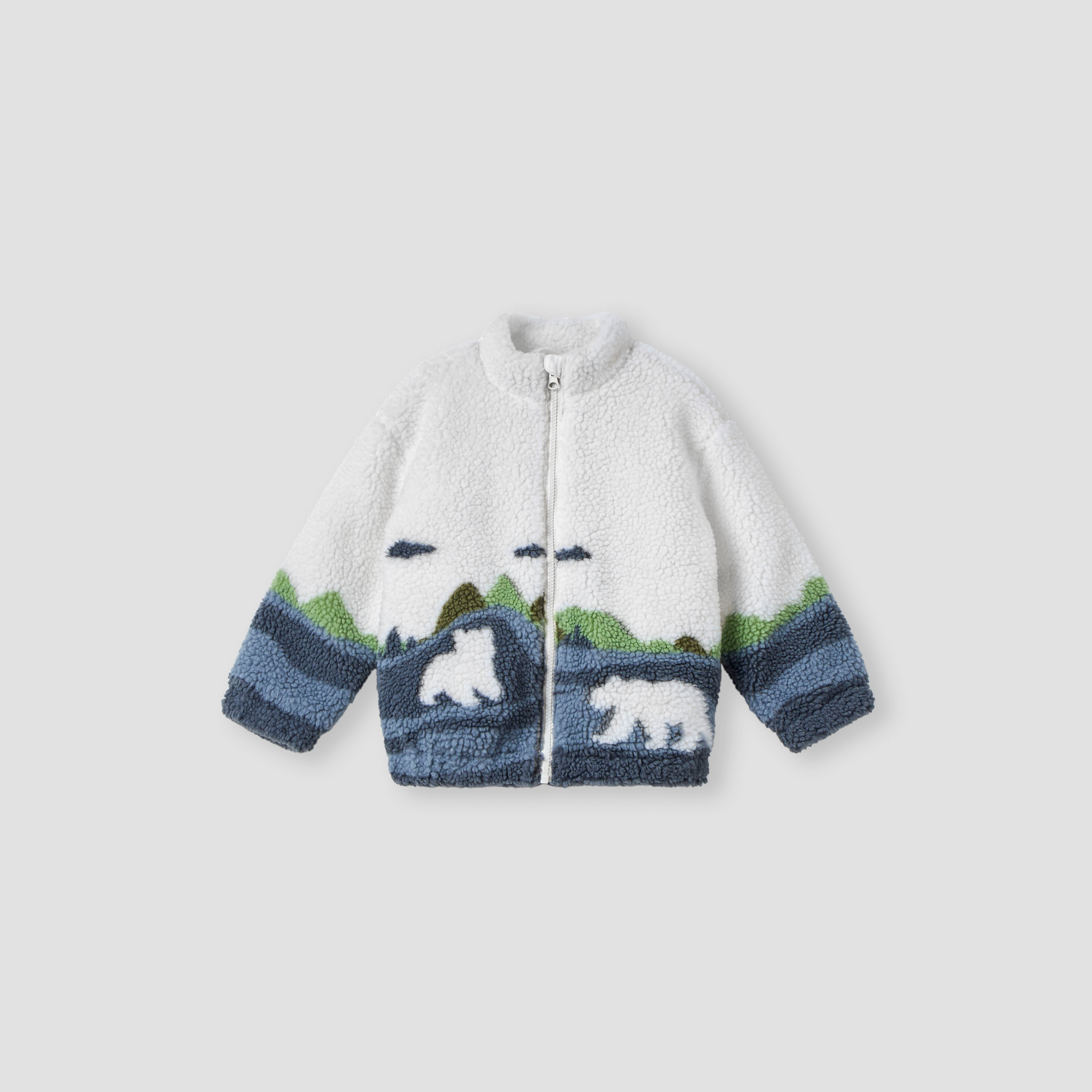 Juniors Plush Zip Through High Neck Jacket with Long Sleeves-baby-boys-clothing-jacketsandblazers-image-1