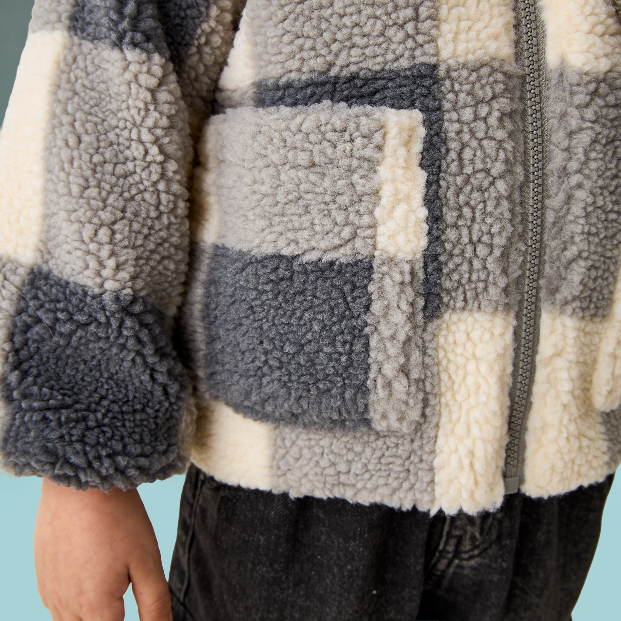 Juniors Checked Hooded Jacket with Long Sleeves-baby-boys-clothing-jacketsandblazers-image-5