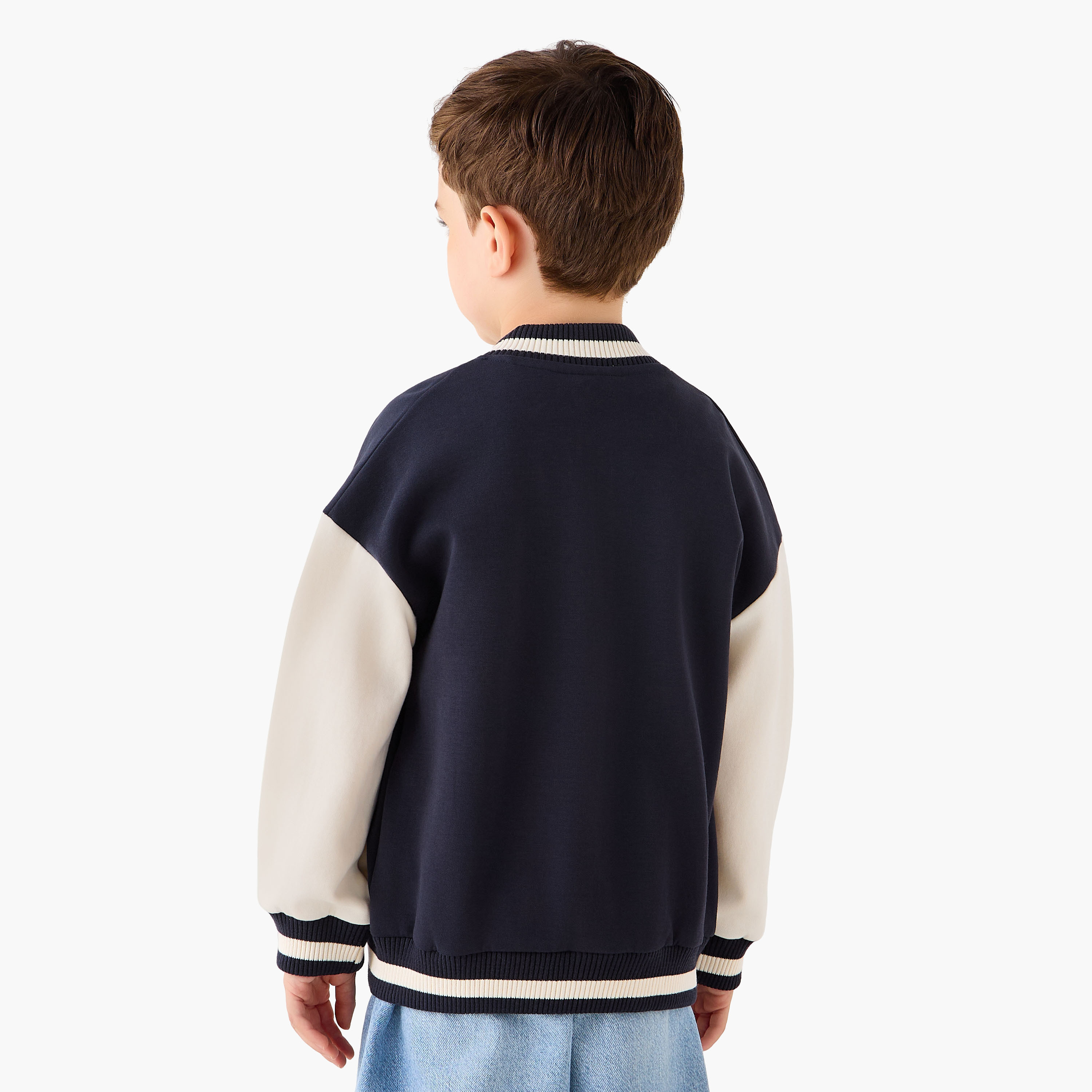 Juniors Text Applique Button Through Bomber Jacket with Long Sleeves-boys-clothing-jacketsandcoats-image-3