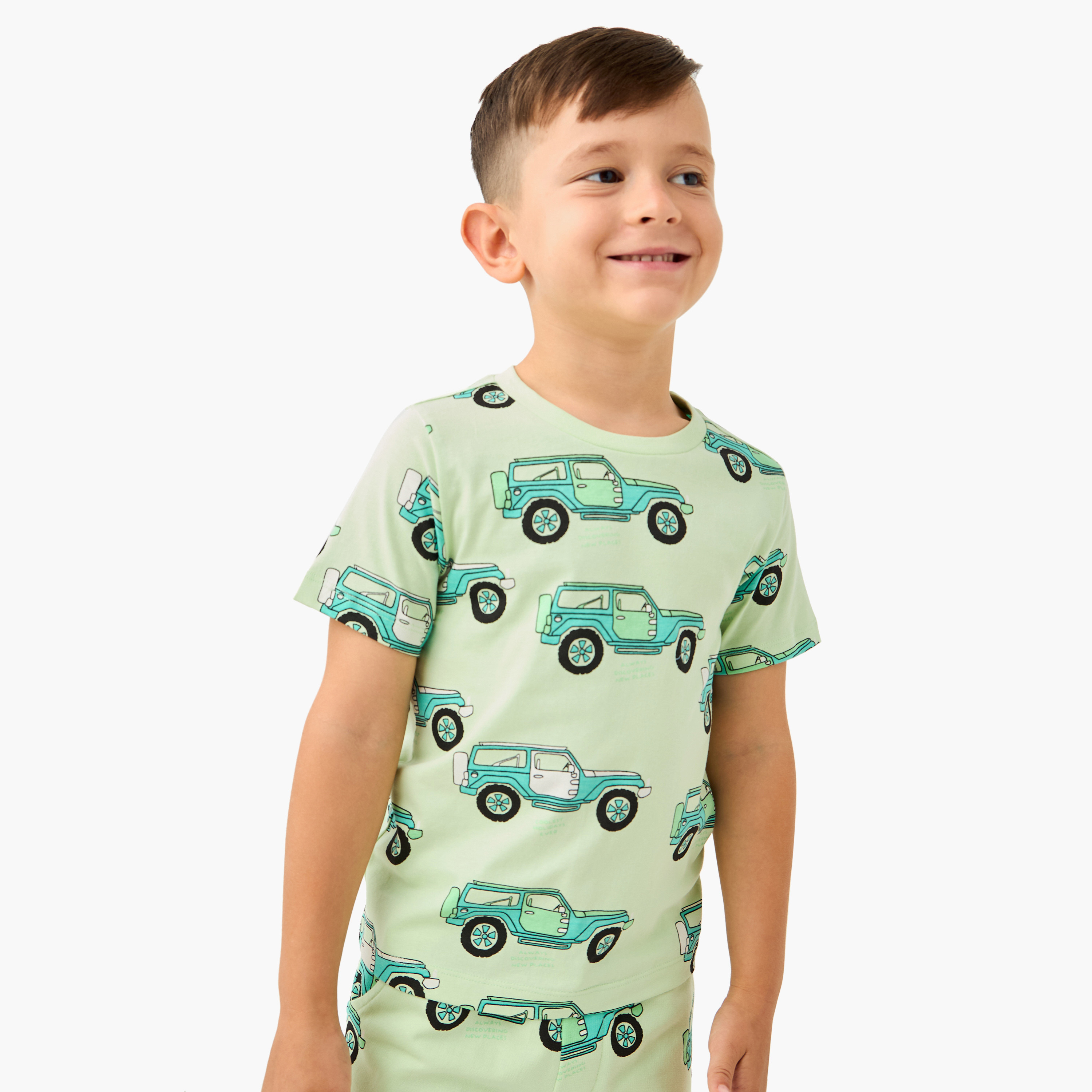 Juniors Car Print T-shirt and Shorts Set-baby-boys-clothing-setsandcoords-image-2
