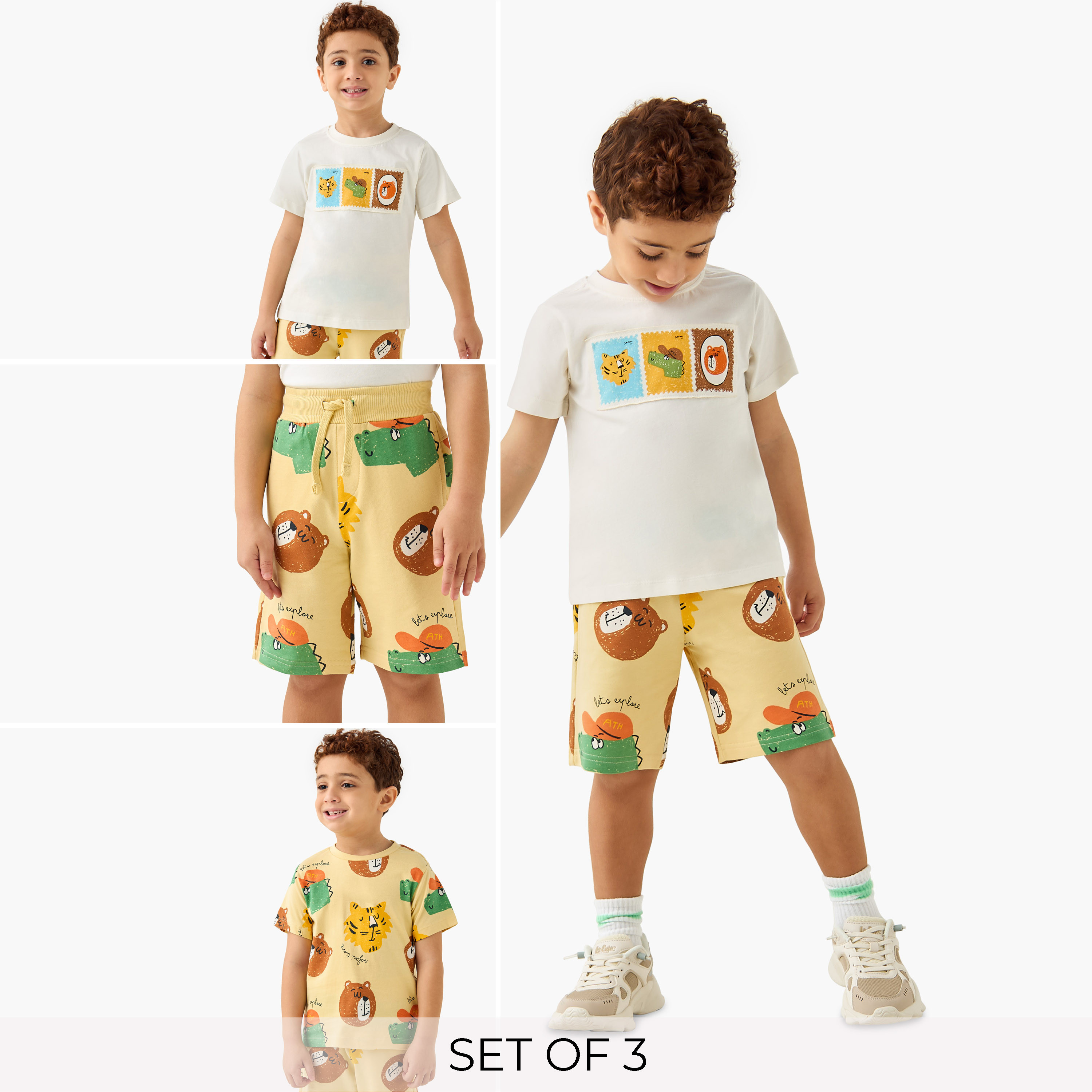 Juniors 3-Piece Animal Print T-shirt and Shorts Set-baby-boys-clothing-setsandcoords-image-1