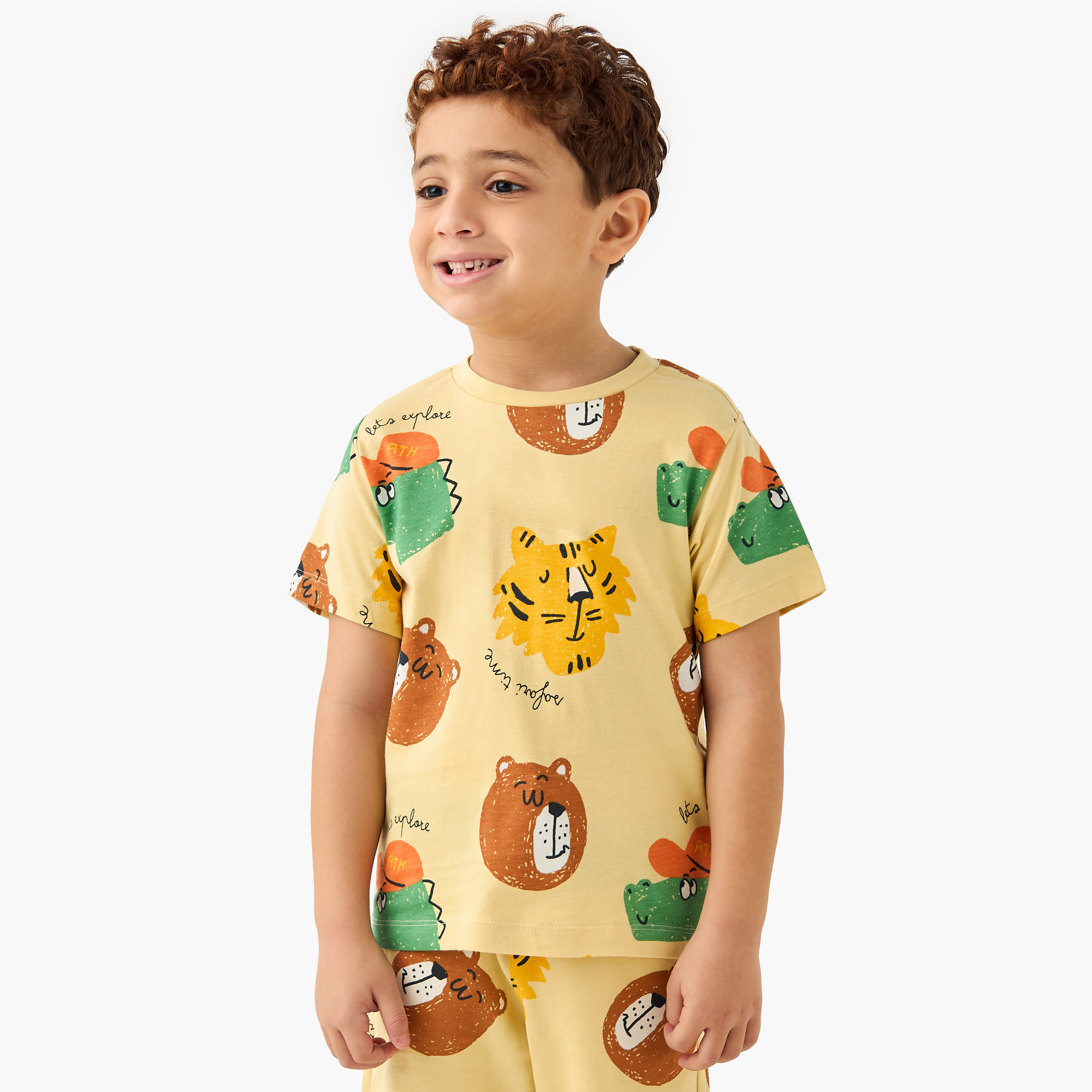 Juniors 3-Piece Animal Print T-shirt and Shorts Set-baby-boys-clothing-setsandcoords-image-2