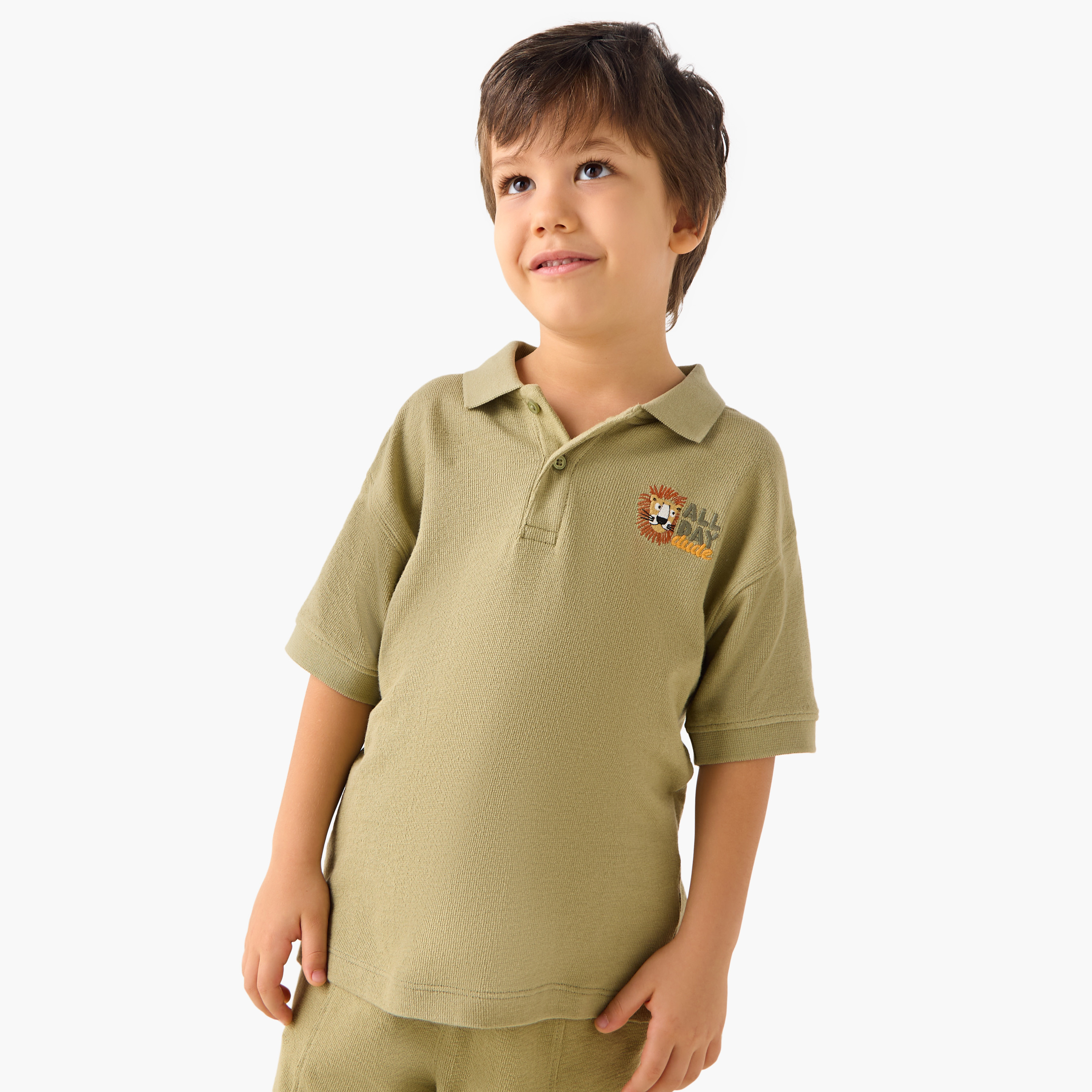 Juniors Embroidered Polo T-shirt and Shorts Set-boys-clothing-setsandcoords-image-2