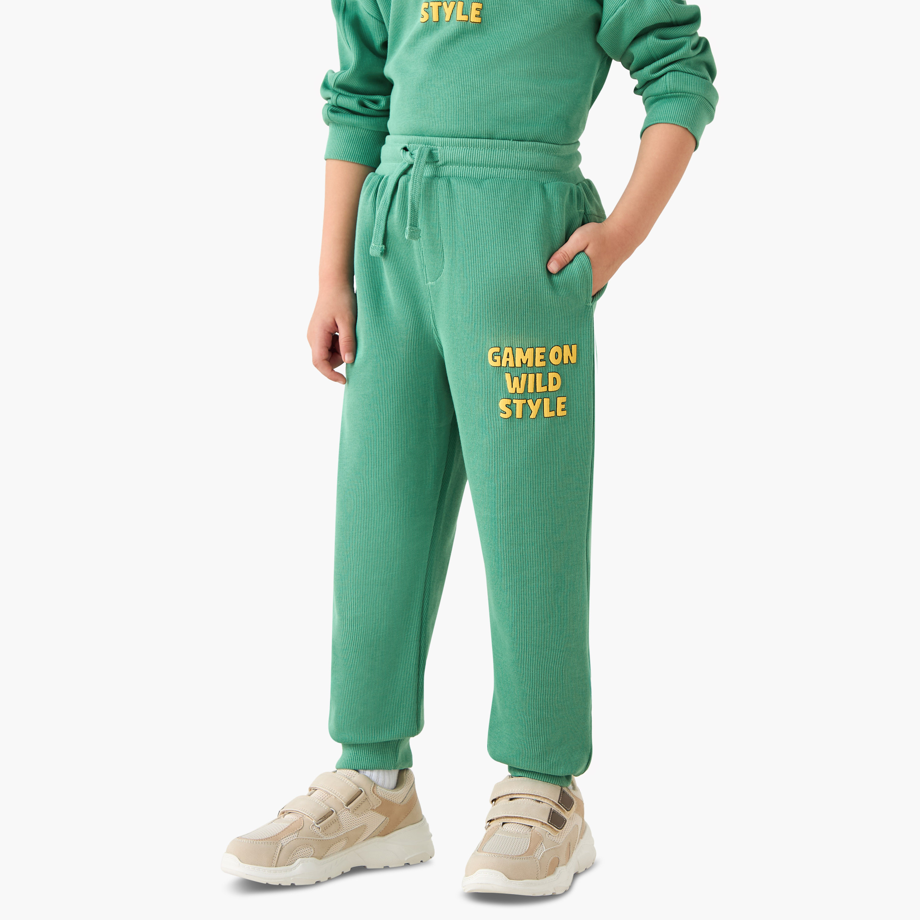 Juniors Boys Sweatshirt and Joggers Set with Slogan Print - Cotton - Long Sleeves - Crew Neck-boys-clothing-setsandcoords-image-3