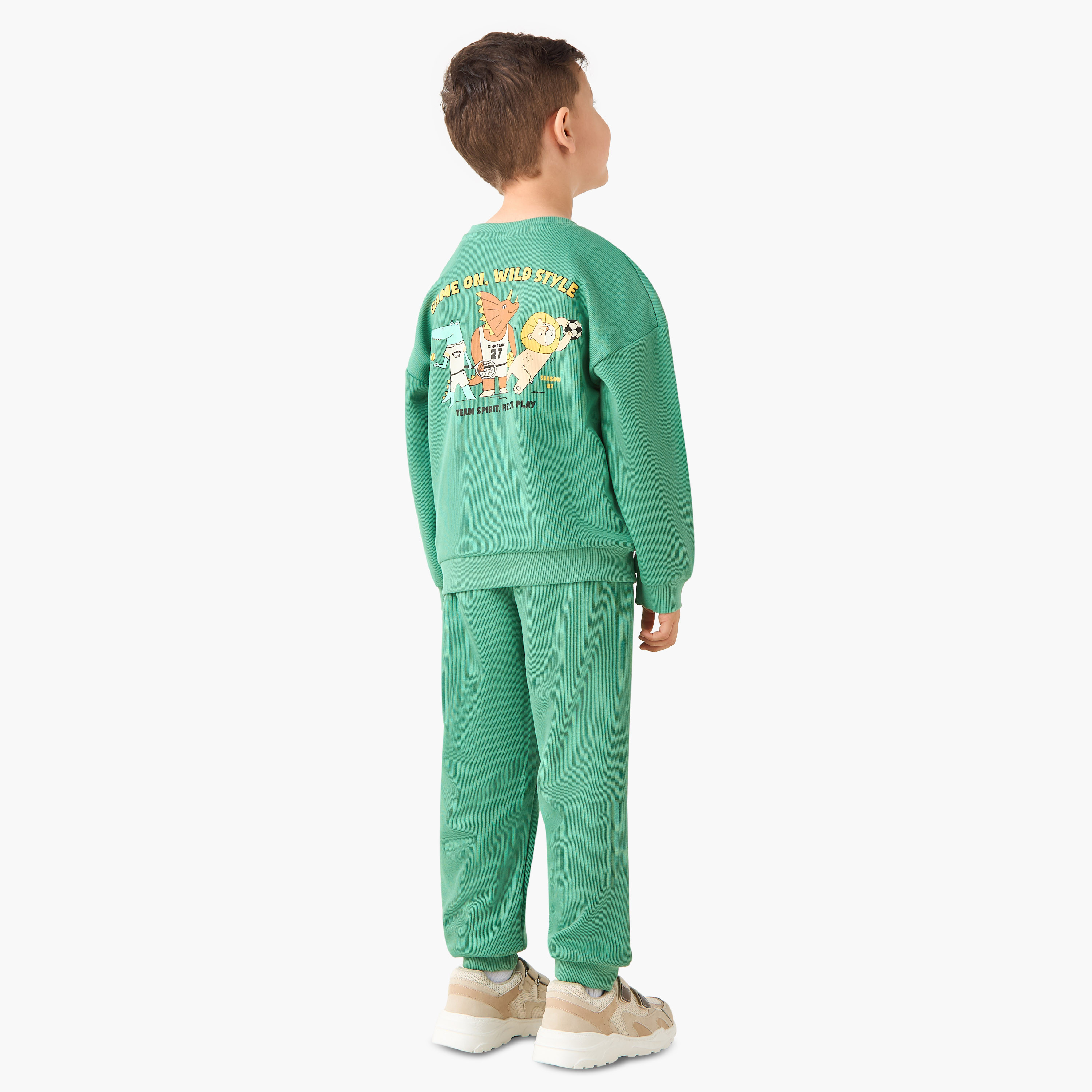 Juniors Boys Sweatshirt and Joggers Set with Slogan Print - Cotton - Long Sleeves - Crew Neck-boys-clothing-setsandcoords-image-4