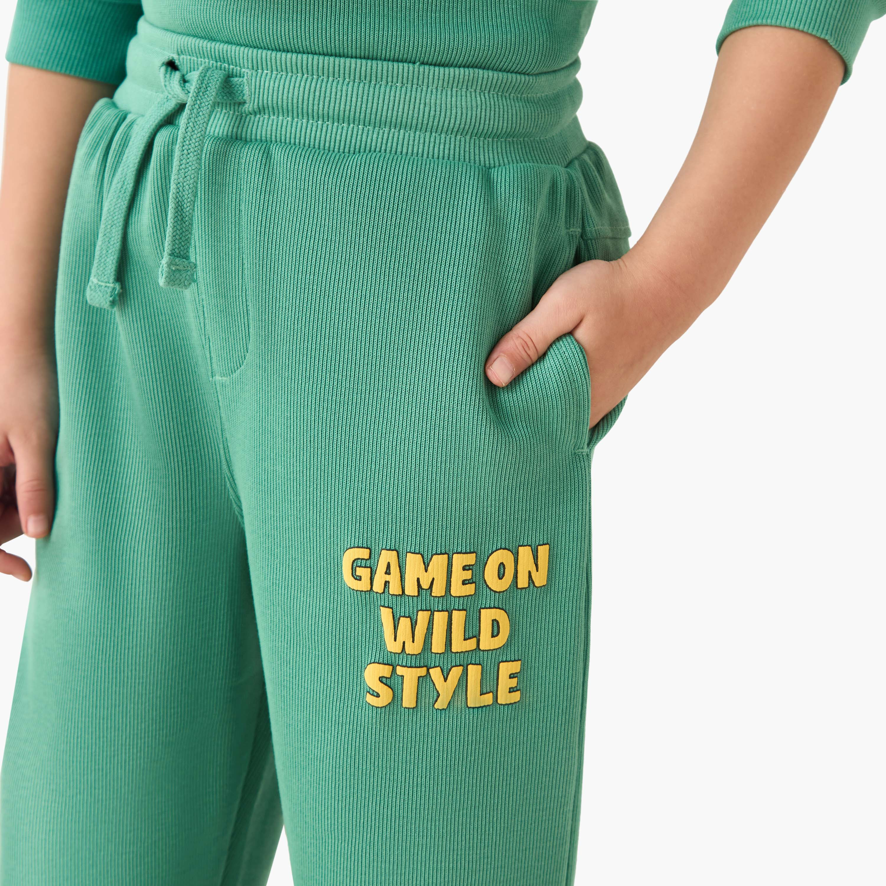 Juniors Boys Sweatshirt and Joggers Set with Slogan Print - Cotton - Long Sleeves - Crew Neck-boys-clothing-setsandcoords-image-6