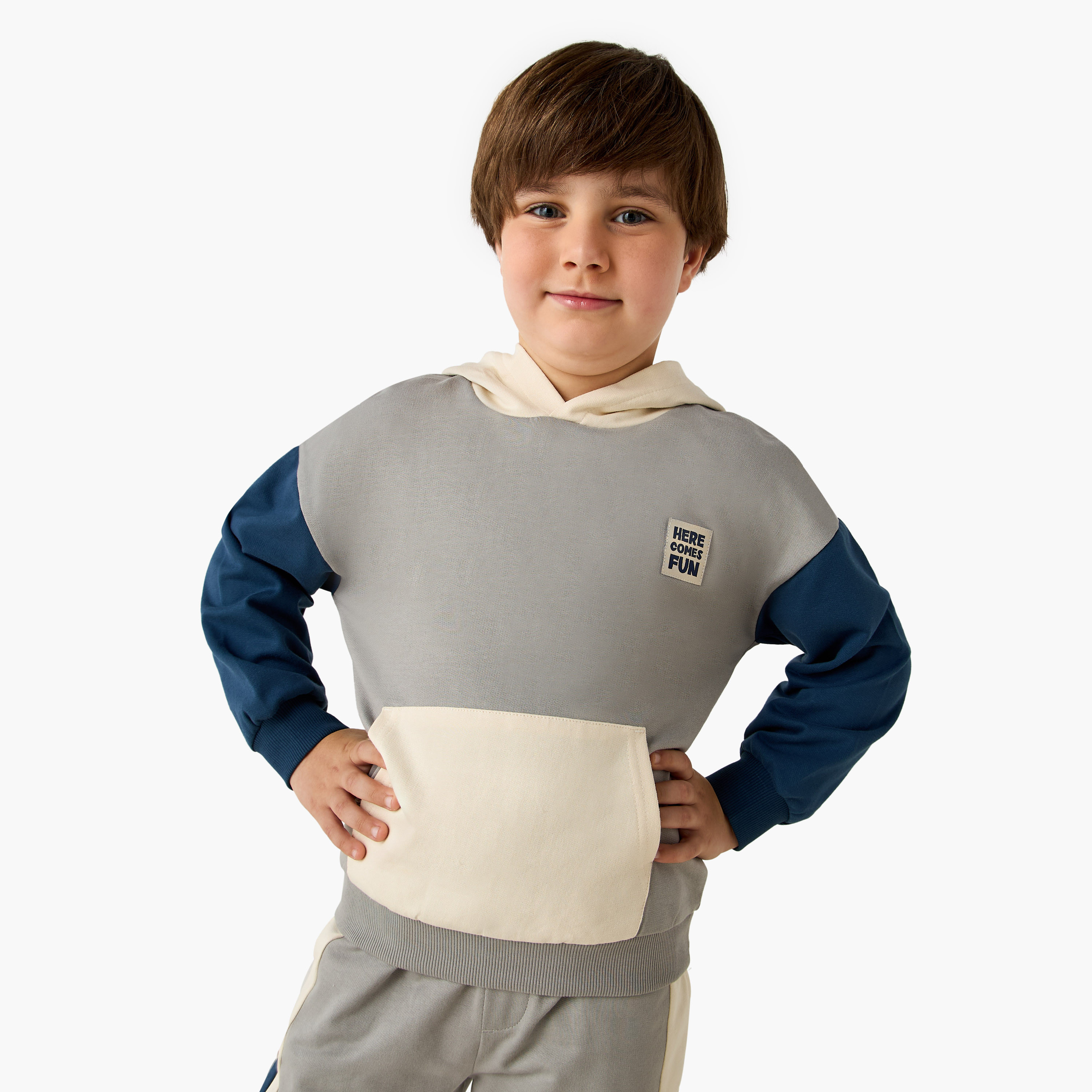 Juniors Boys Sweatshirt and Joggers Set with Hood - Soft Cotton
- Long Sleeves-boys-clothing-setsandcoords-image-2