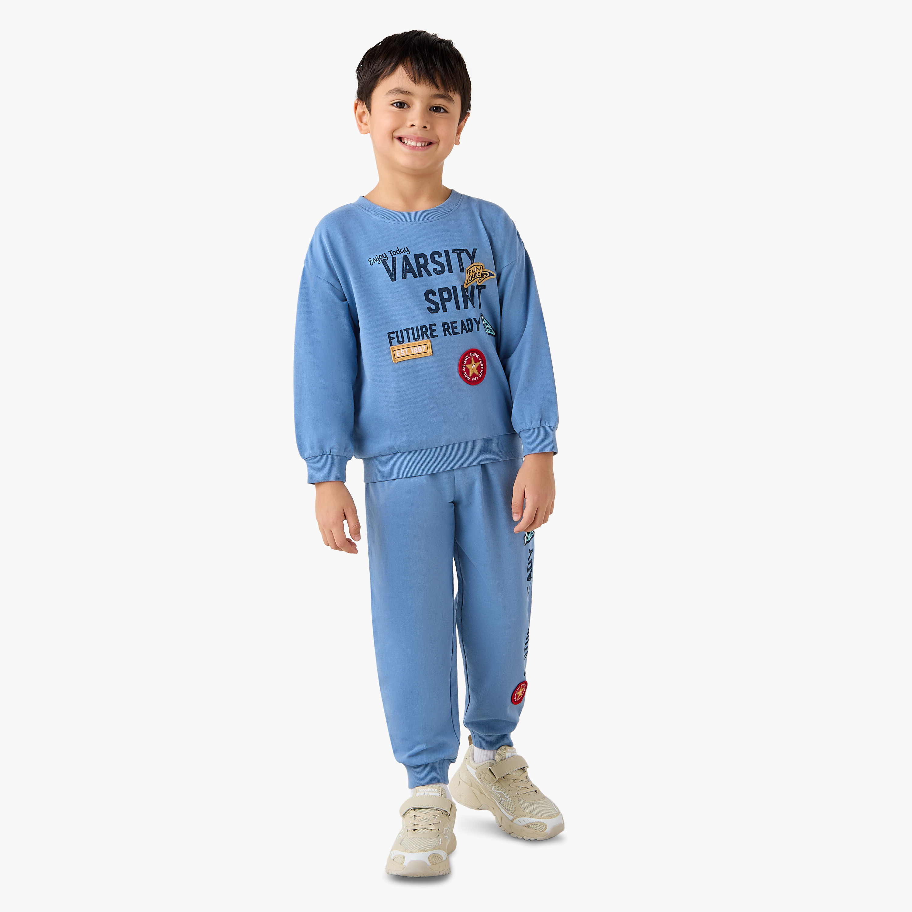 Juniors Varsity Print Sweatshirt and Joggers Set-baby-boys-clothing-winterwear-setsandcoords-image-1