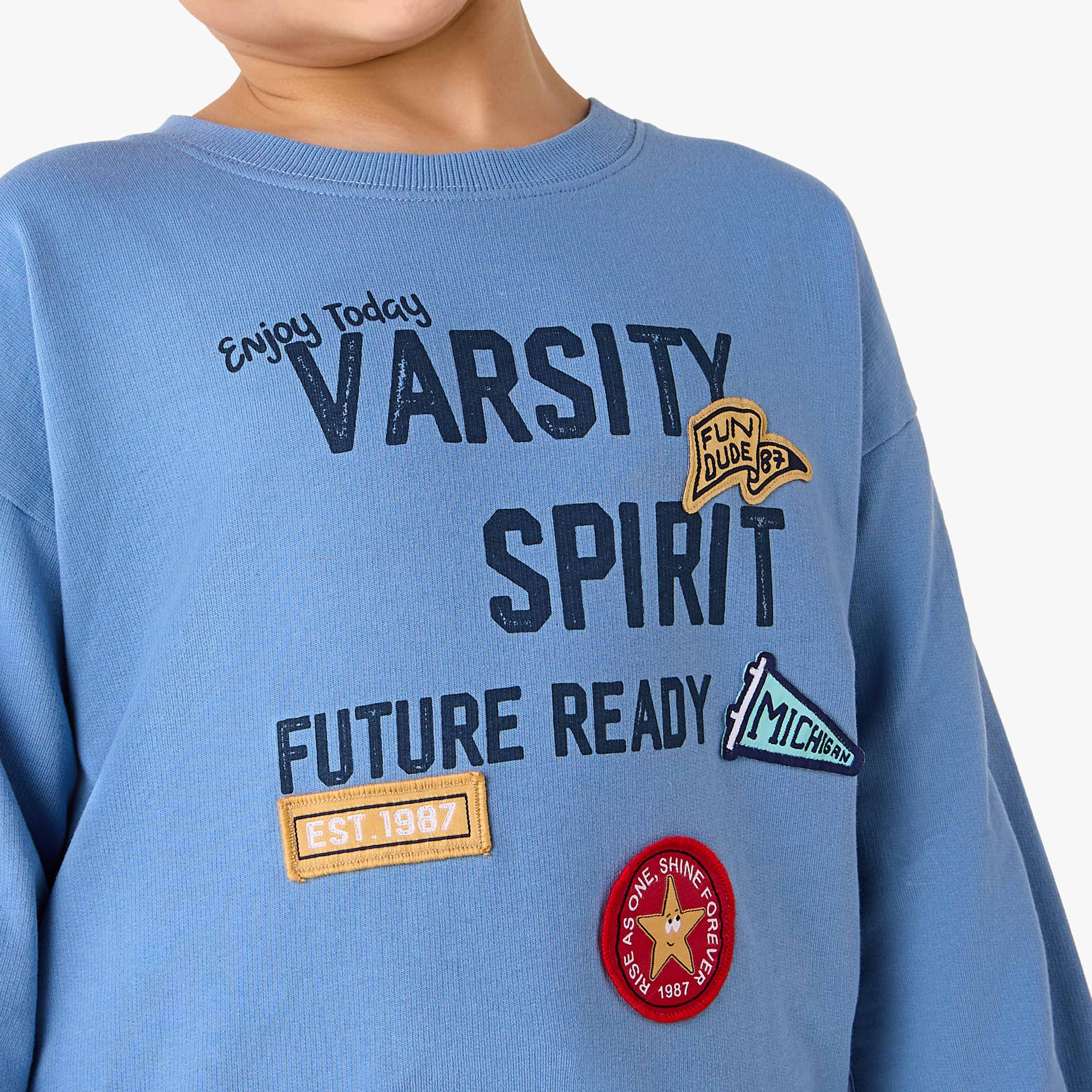 Juniors Varsity Print Sweatshirt and Joggers Set-baby-boys-clothing-winterwear-setsandcoords-image-5