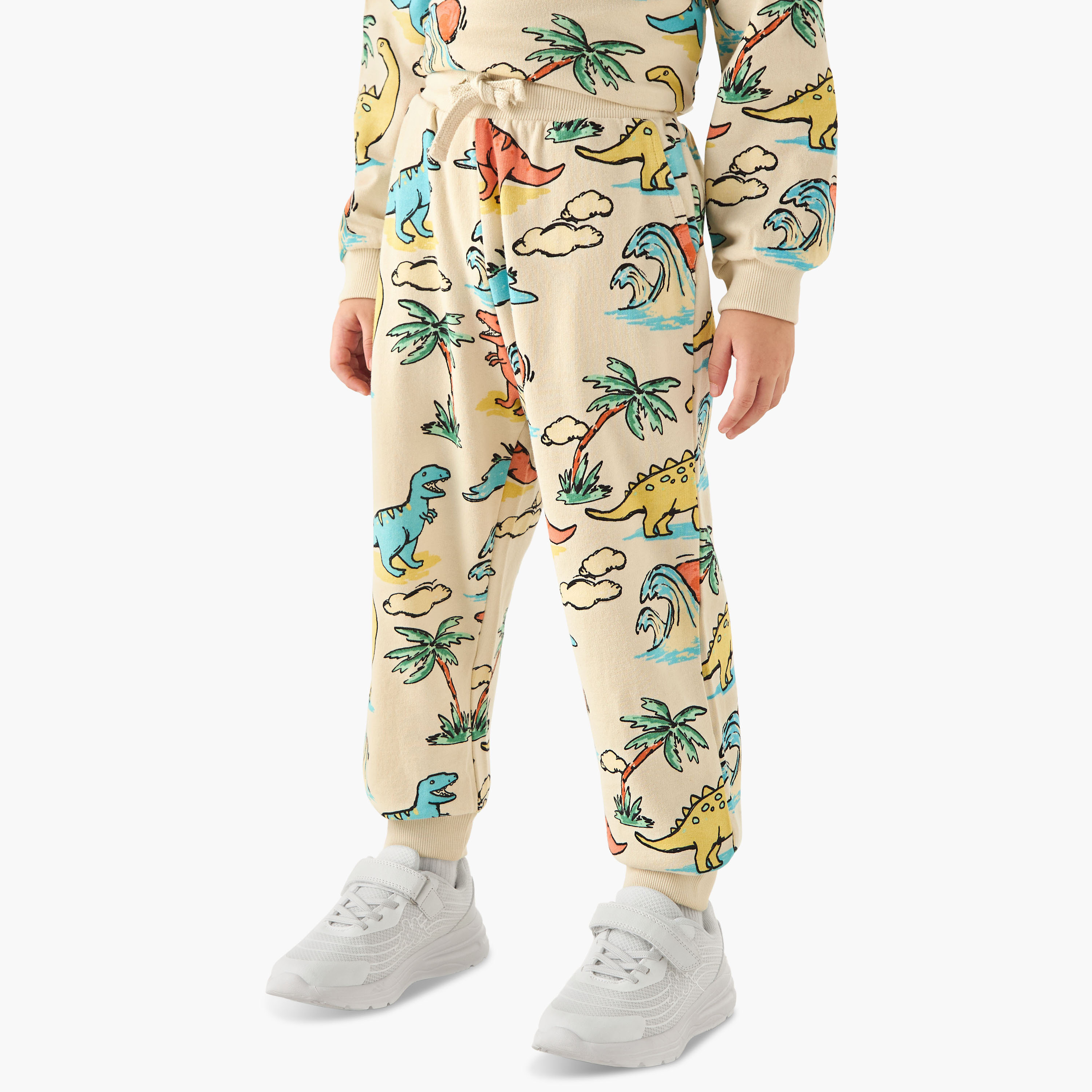 Juniors Dinosaur Print Hooded Sweatshirt and Joggers Set-baby-boys-clothing-winterwear-setsandcoords-image-3