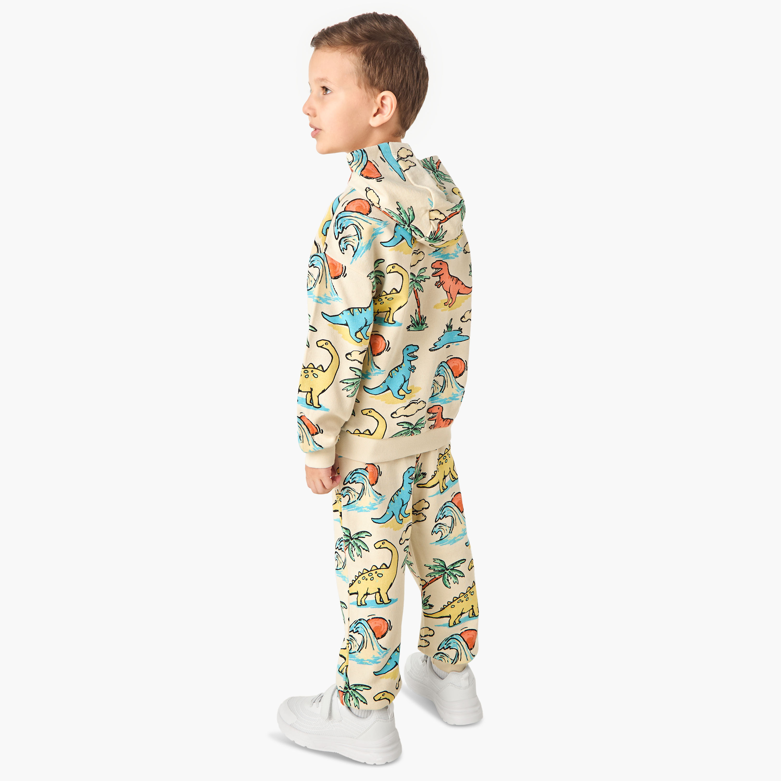Juniors Dinosaur Print Hooded Sweatshirt and Joggers Set-baby-boys-clothing-winterwear-setsandcoords-image-4