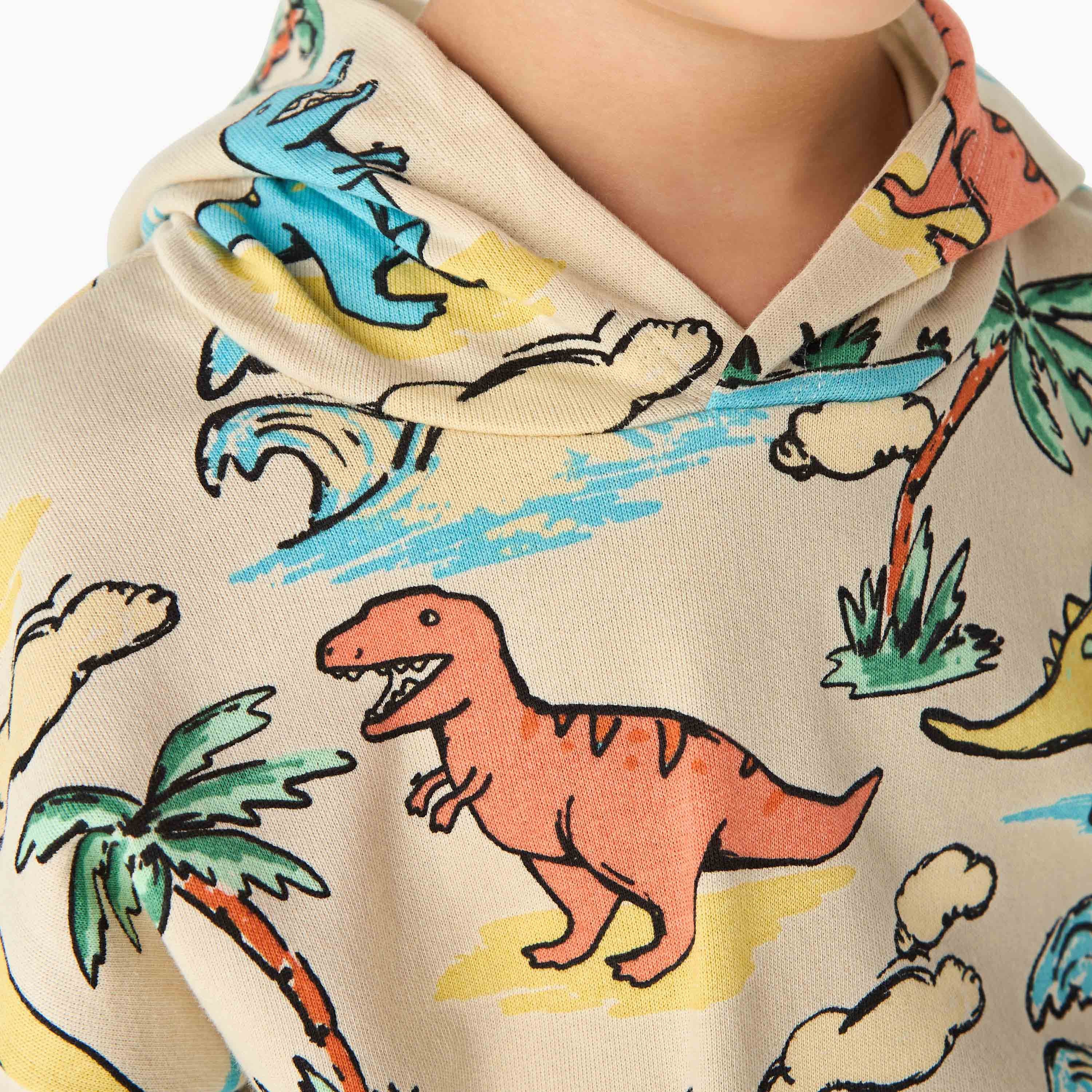 Juniors Dinosaur Print Hooded Sweatshirt and Joggers Set-baby-boys-clothing-winterwear-setsandcoords-image-5
