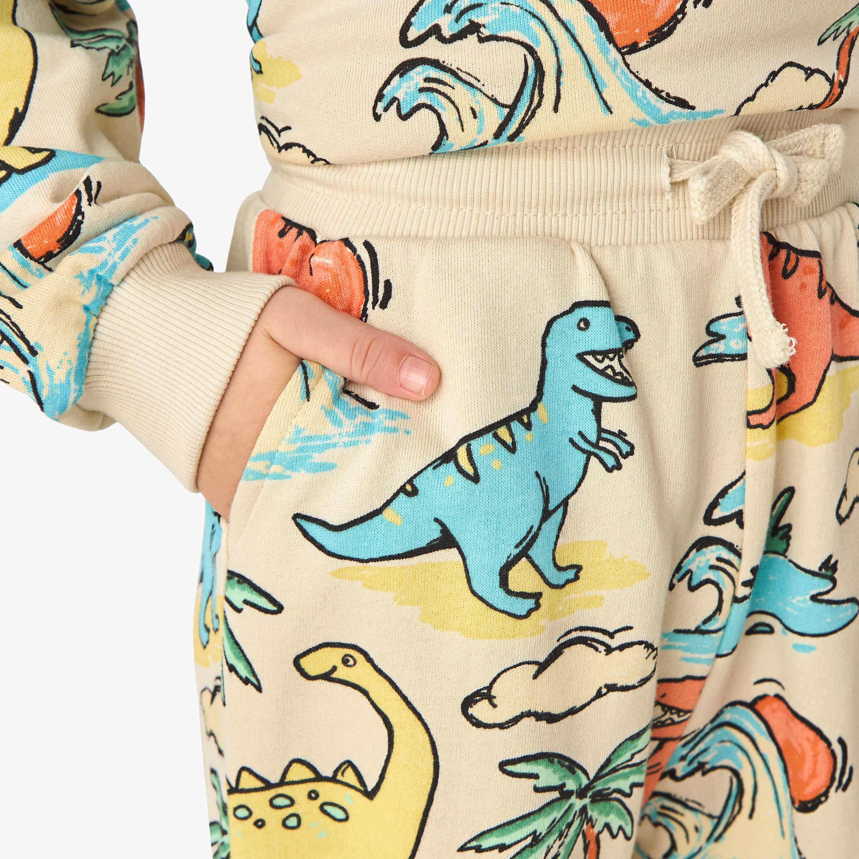 Juniors Dinosaur Print Hooded Sweatshirt and Joggers Set-baby-boys-clothing-winterwear-setsandcoords-image-6