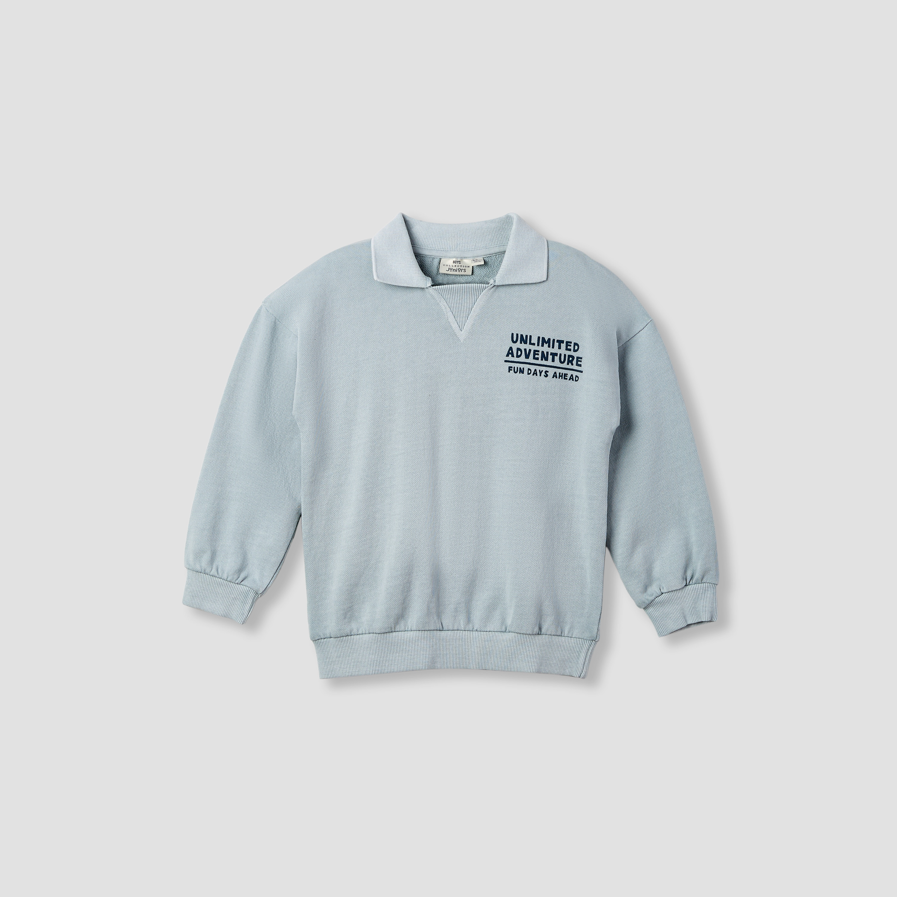 طقم سويت شيرت وبنطلون رياضي للأولاد بطبعات نصية - بوليستر - بأكمام طويلة وياقة من جونيورز-baby-boys-clothing-setsandcoords-image-6