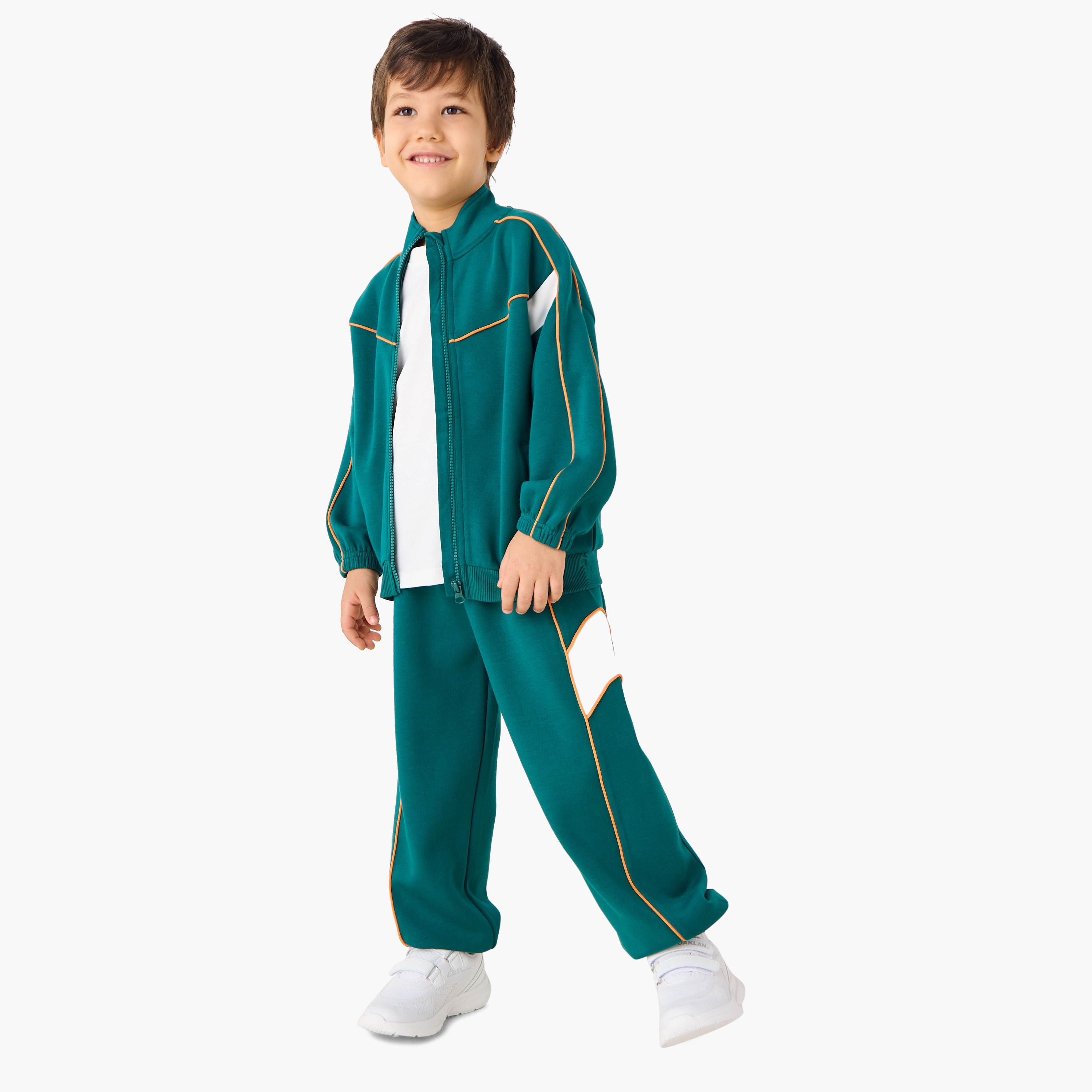 Juniors Panelled Zip Through Jacket and Joggers Set-baby-boys-clothing-winterwear-setsandcoords-image-1