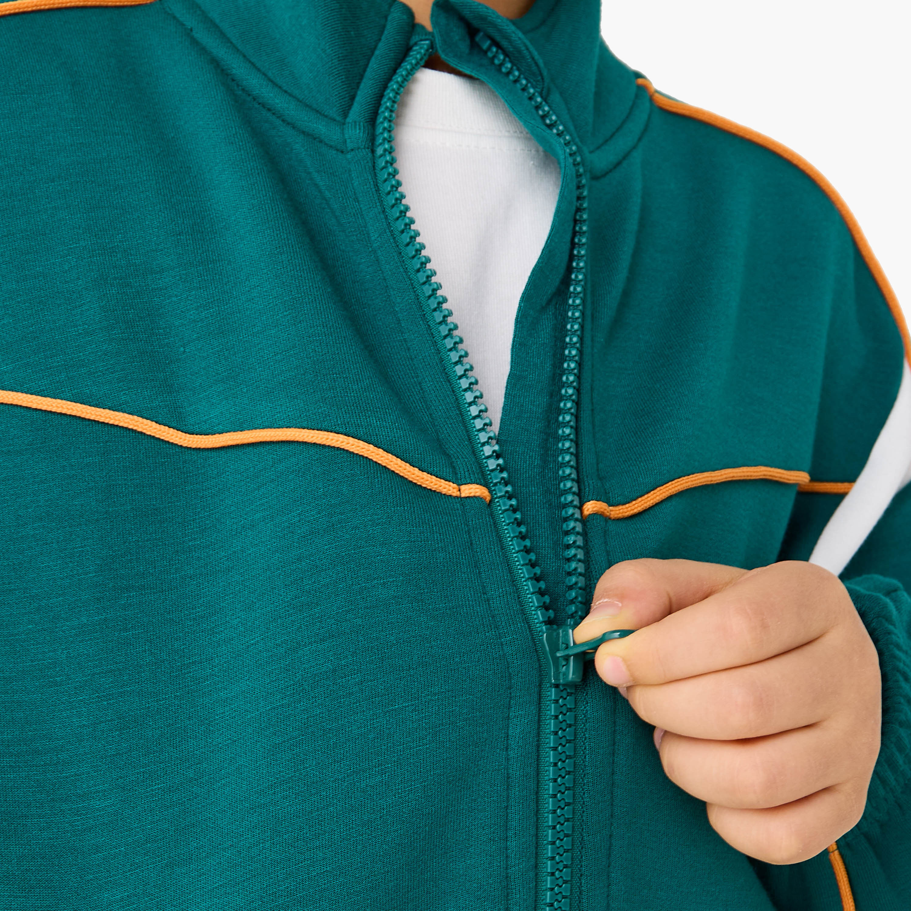 Juniors Panelled Zip Through Jacket and Joggers Set-baby-boys-clothing-winterwear-setsandcoords-image-5