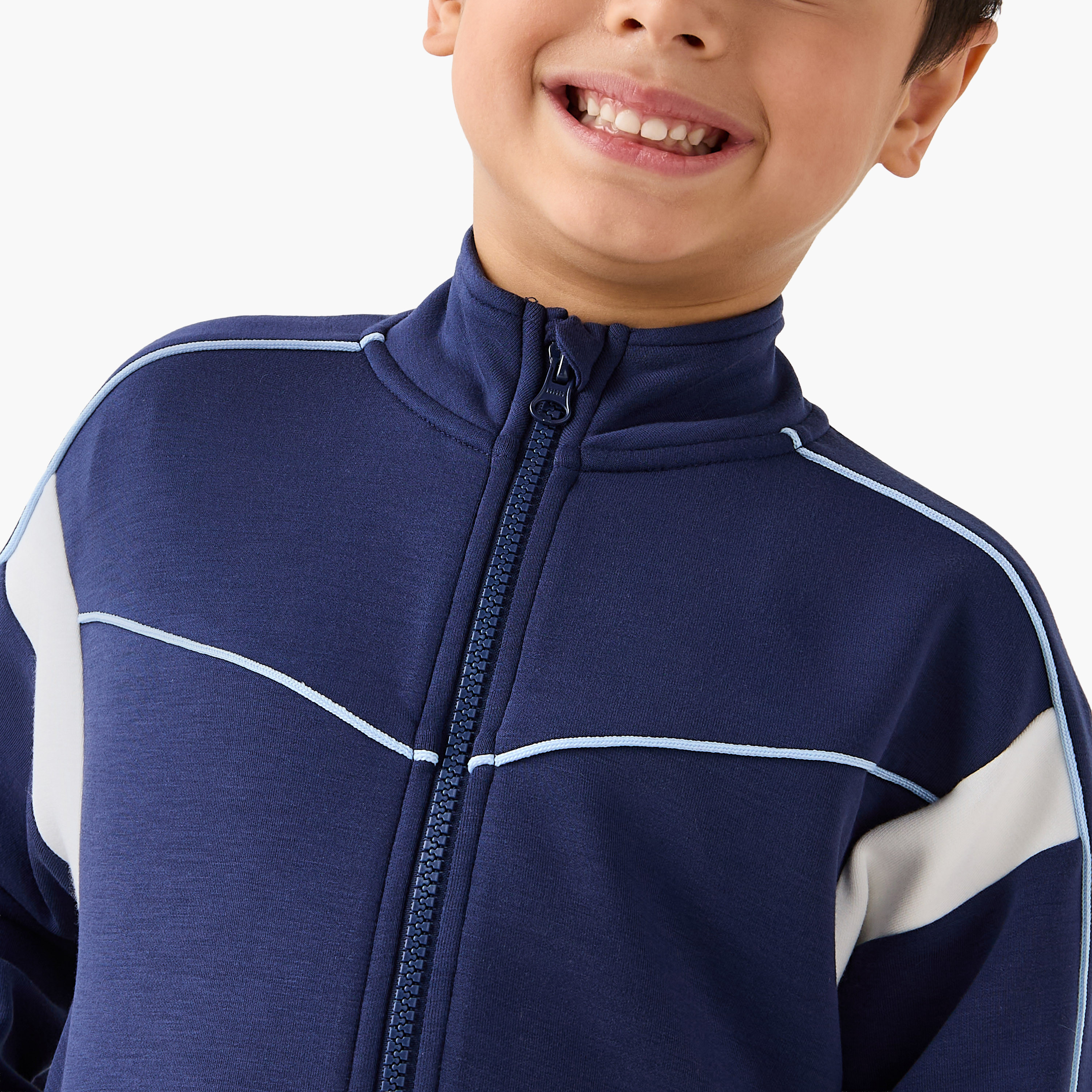 Juniors Panelled Zip Through Jacket and Joggers Set-baby-boys-clothing-winterwear-setsandcoords-image-5