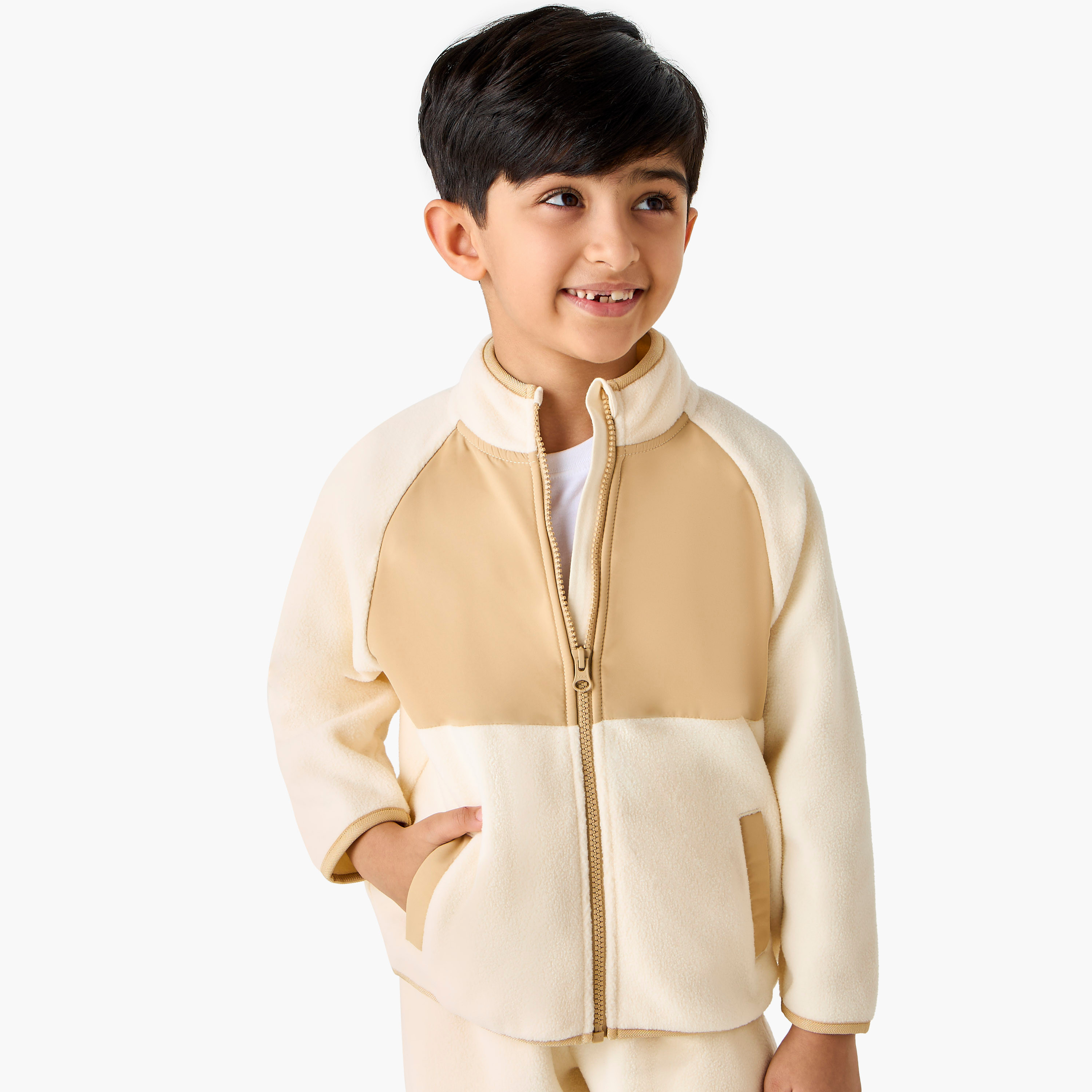 Juniors Colourblock Fleece Sweatshirt and Joggers Set-baby-boys-clothing-winterwear-setsandcoords-image-2