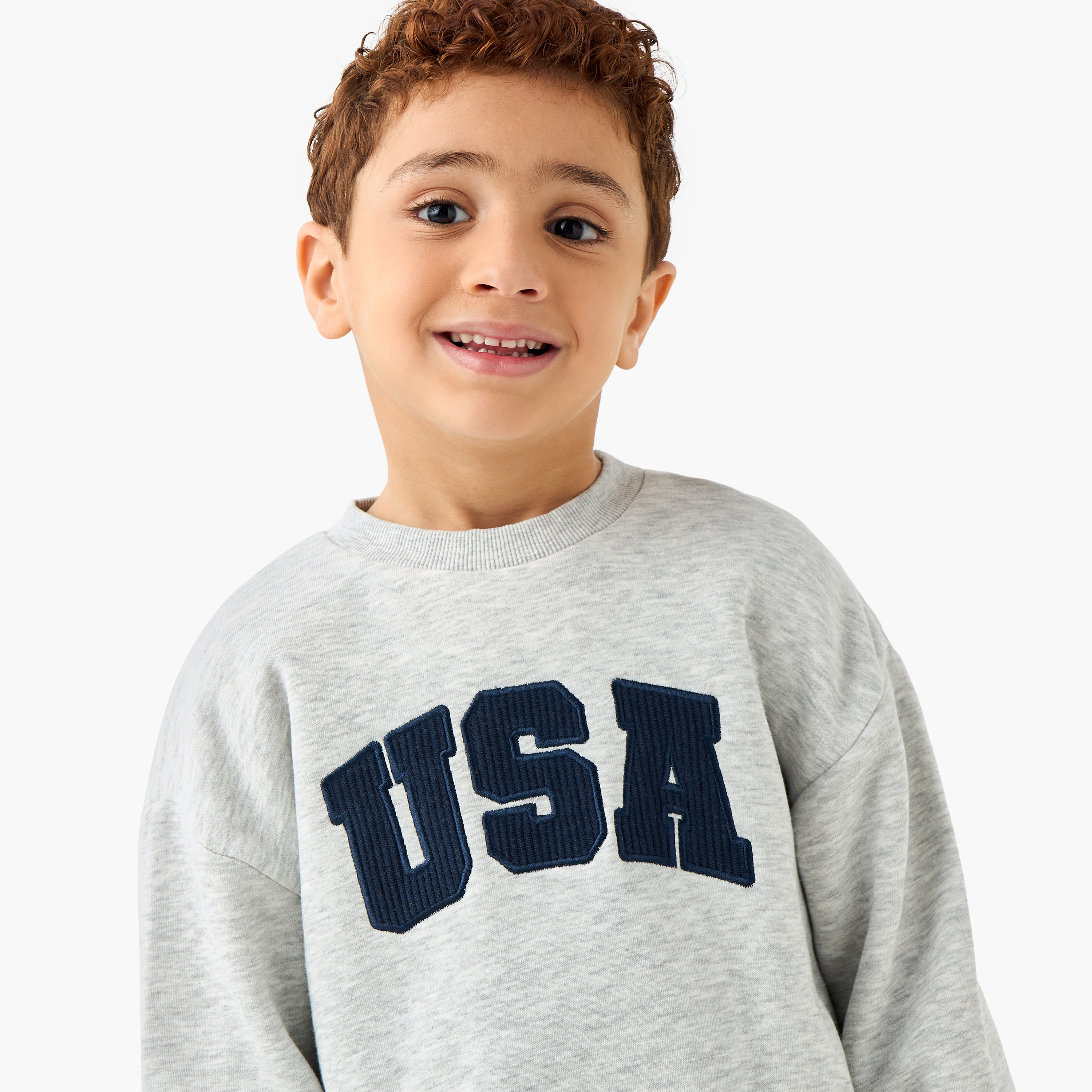 Juniors Applique Detail Sweatshirt and Joggers Set-baby-boys-clothing-winterwear-setsandcoords-image-5