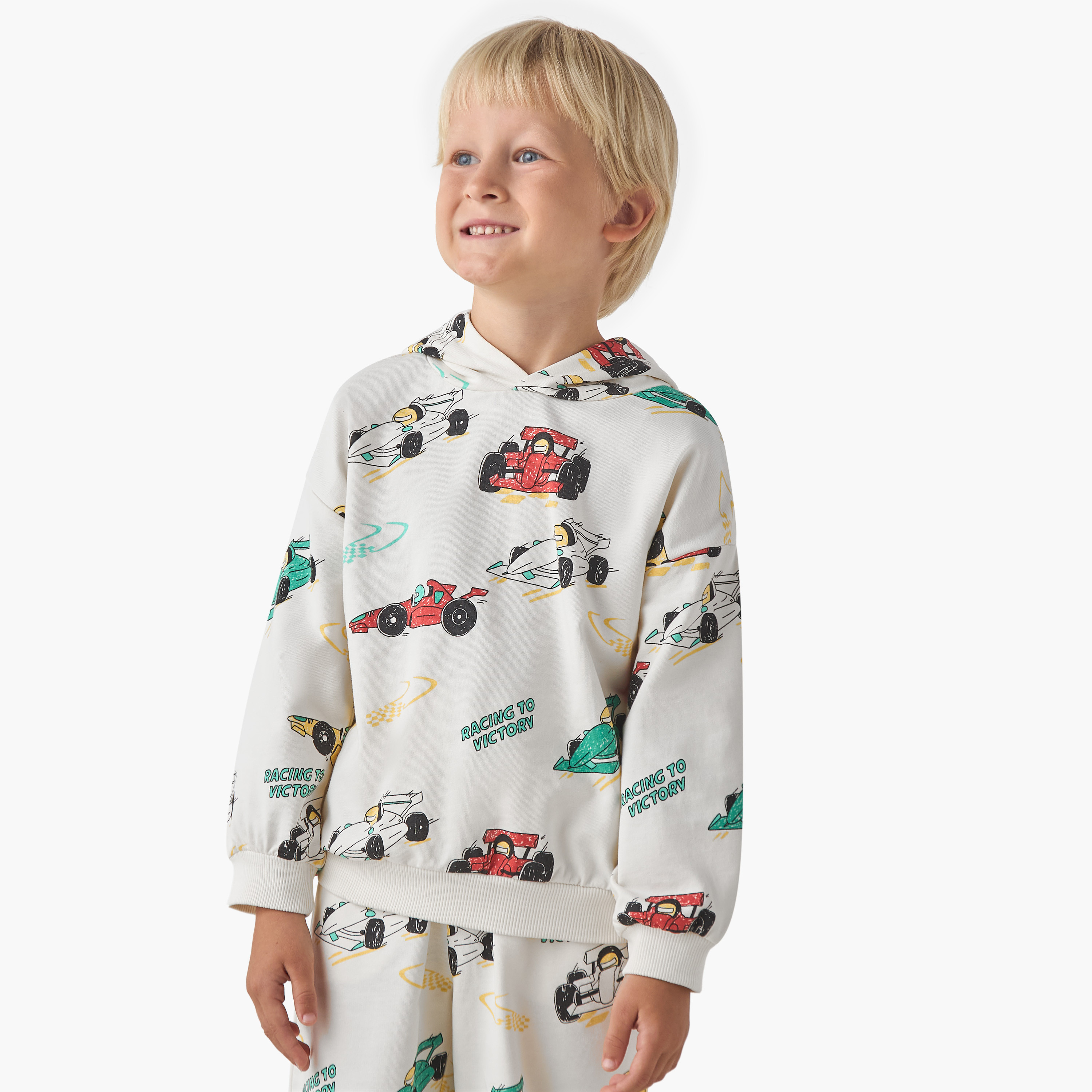 طقم هودي وبنطلون رياضي بطبعات للأولاد من قطن بأكمام طويلة وقبّعة من جونيورز-boys-clothing-setsandcoords-image-2