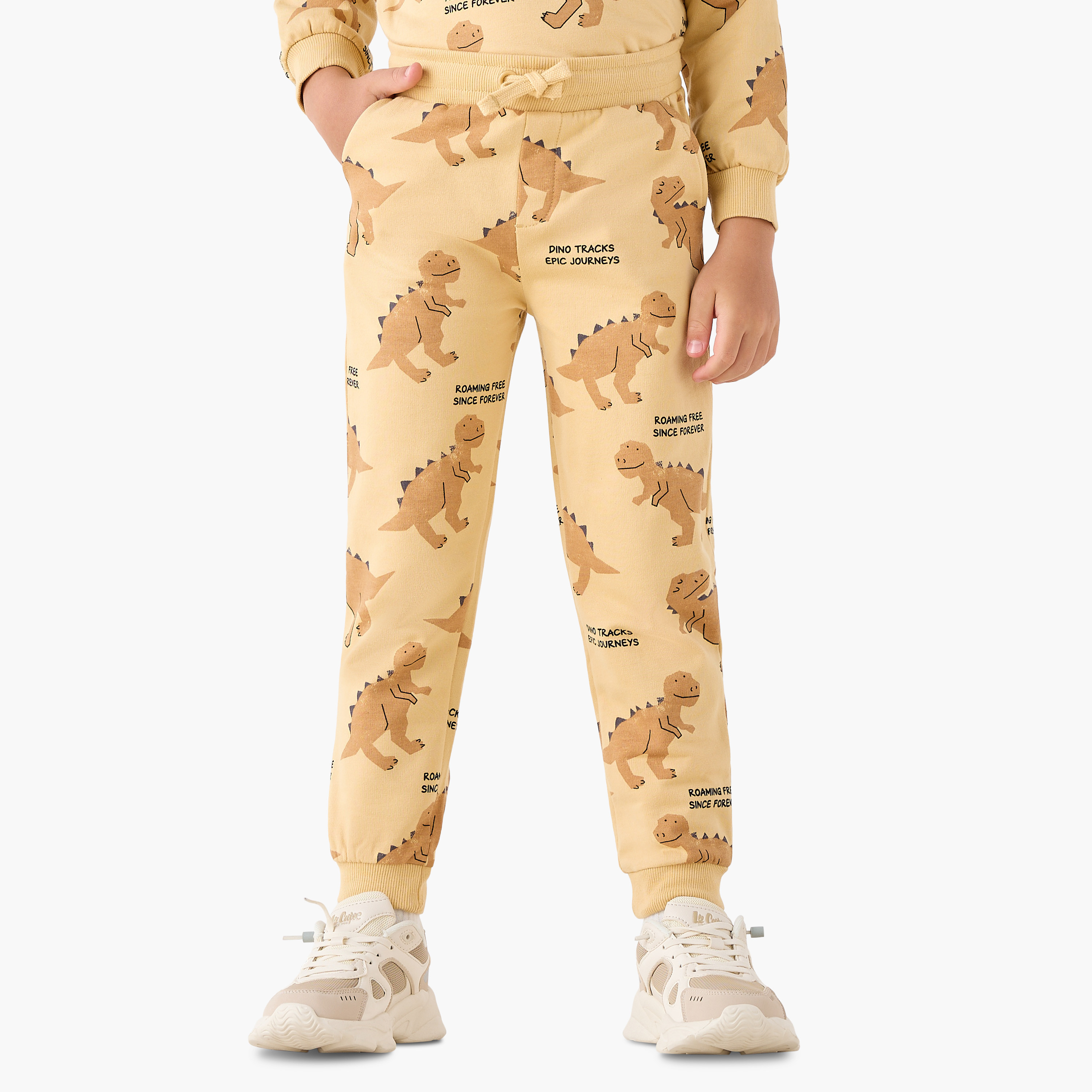 Juniors Boys Sweatshirt and Joggers Set with Dinosaur Print - Cotton - Long Sleeves - Crew Neck-boys-clothing-setsandcoords-image-3