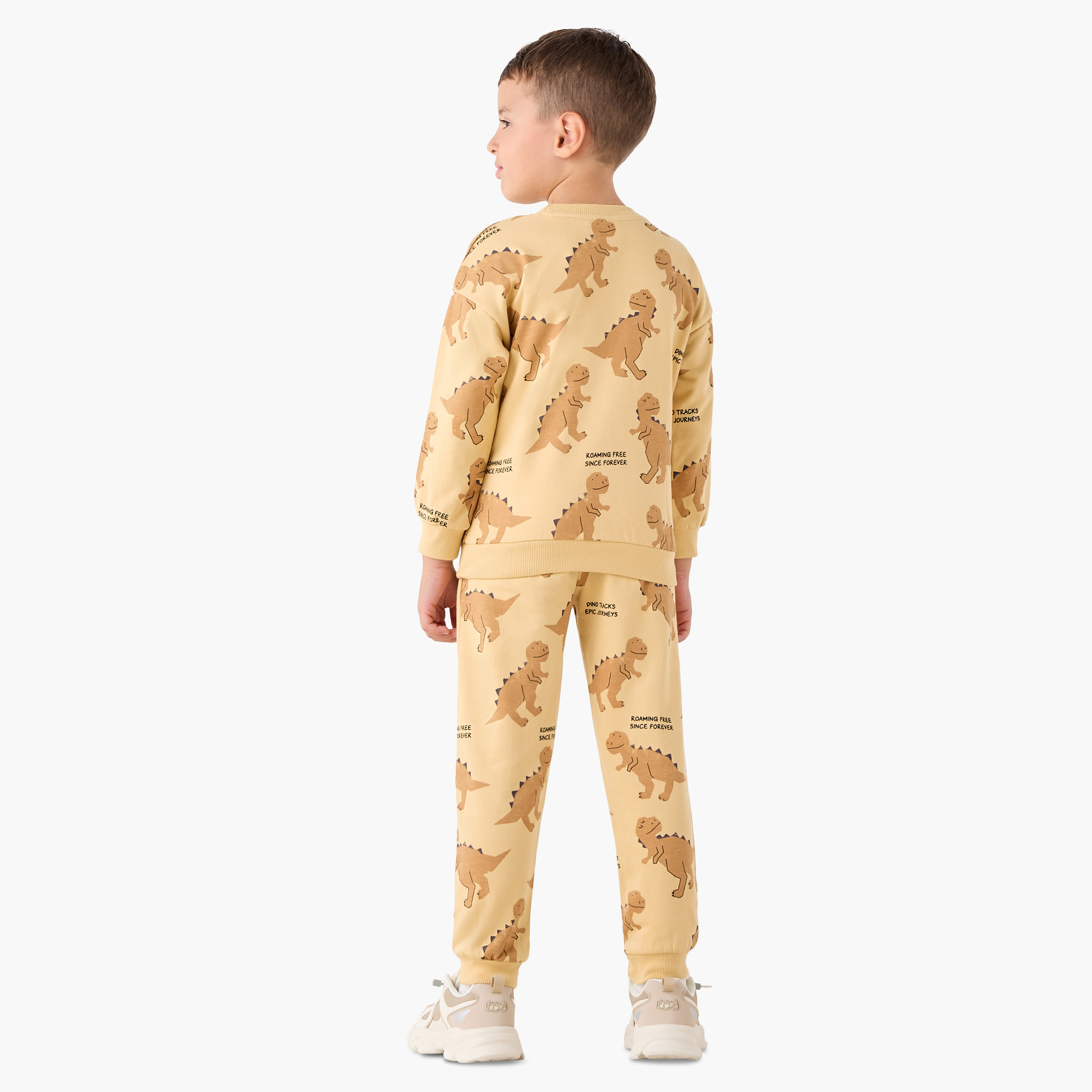 Juniors Boys Sweatshirt and Joggers Set with Dinosaur Print - Cotton - Long Sleeves - Crew Neck-boys-clothing-setsandcoords-image-4
