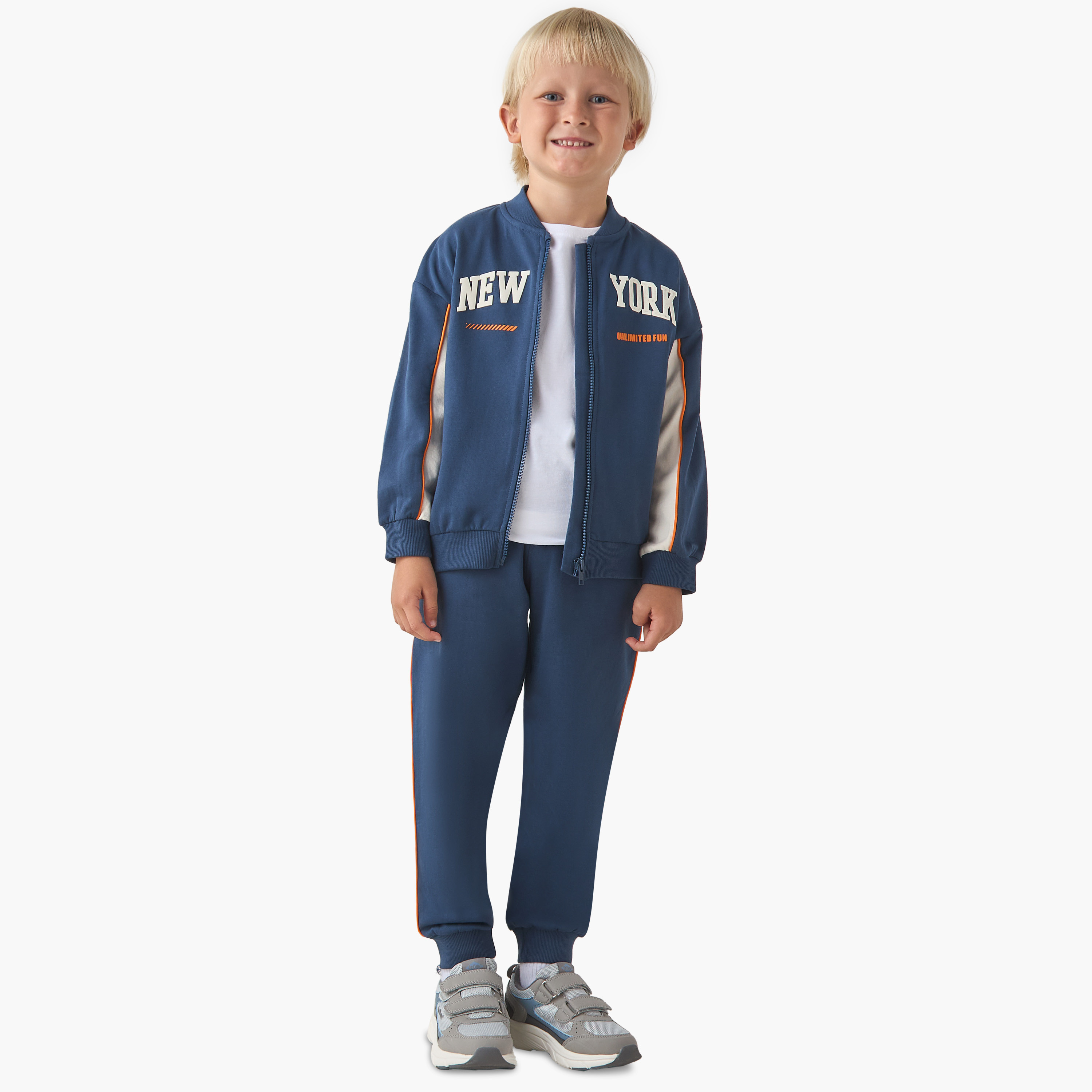 Juniors Boys Jacket and Joggers Set with Piping Accent - Cotton - Long Sleeve - Mandarin Collar-boys-clothing-setsandcoords-image-1