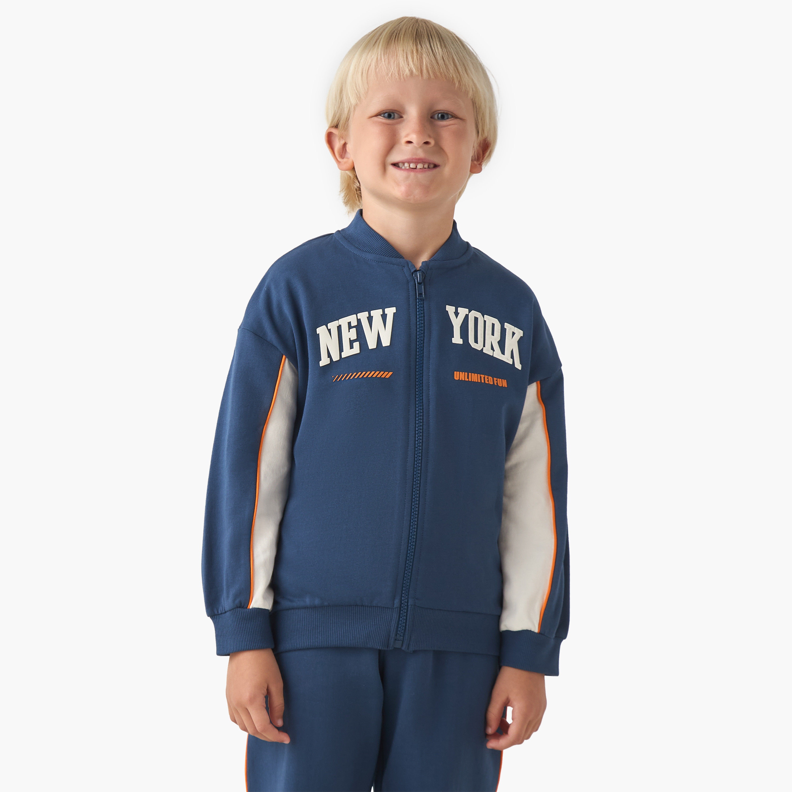 Juniors Boys Jacket and Joggers Set with Piping Accent - Cotton - Long Sleeve - Mandarin Collar-boys-clothing-setsandcoords-image-2