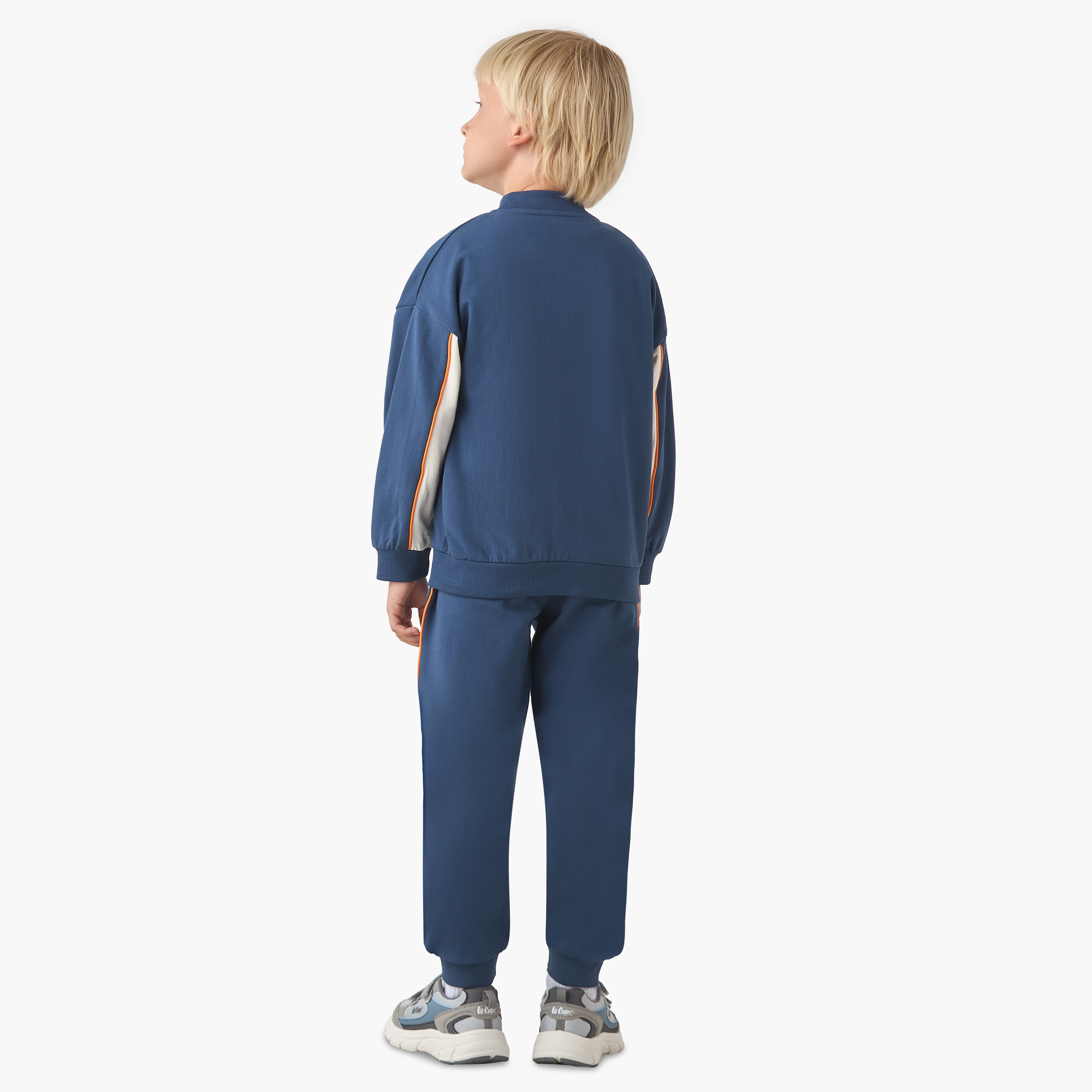 Juniors Boys Jacket and Joggers Set with Piping Accent - Cotton - Long Sleeve - Mandarin Collar-boys-clothing-setsandcoords-image-4