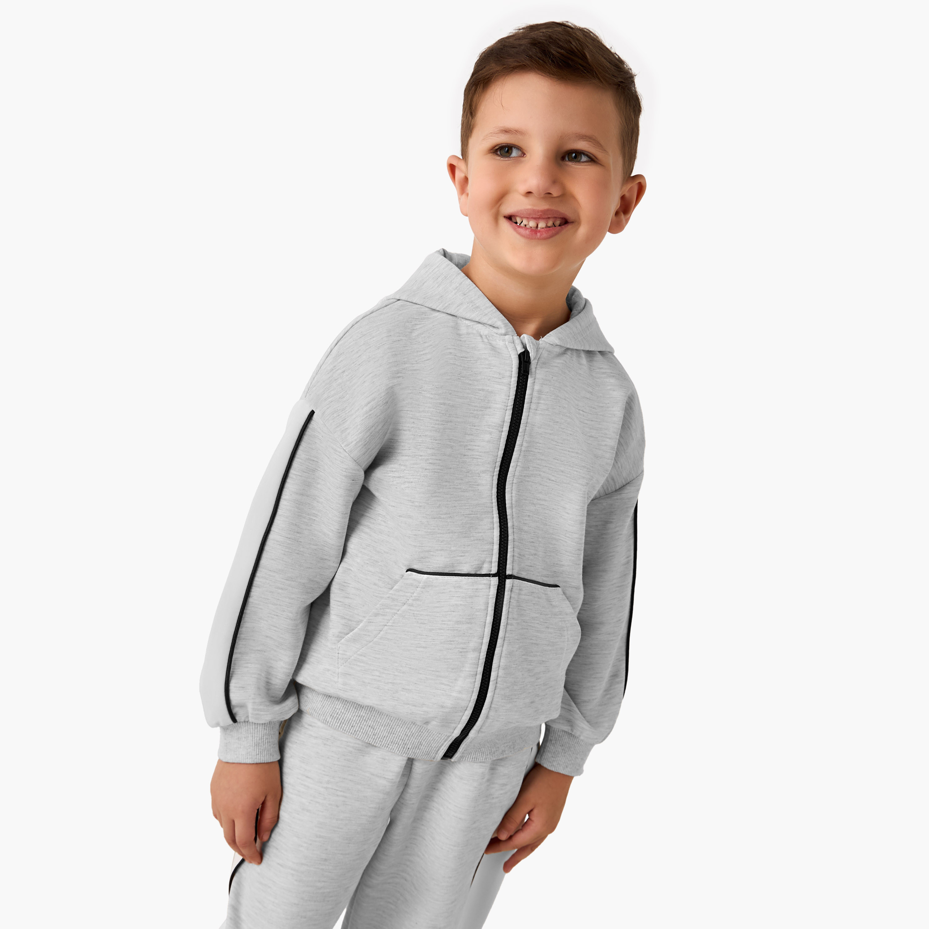 Juniors Boys Sweatshirt and Joggers Set with Hood - Soft Polyester - Long Sleeves-baby-boys-clothing-winterwear-setsandcoords-image-2