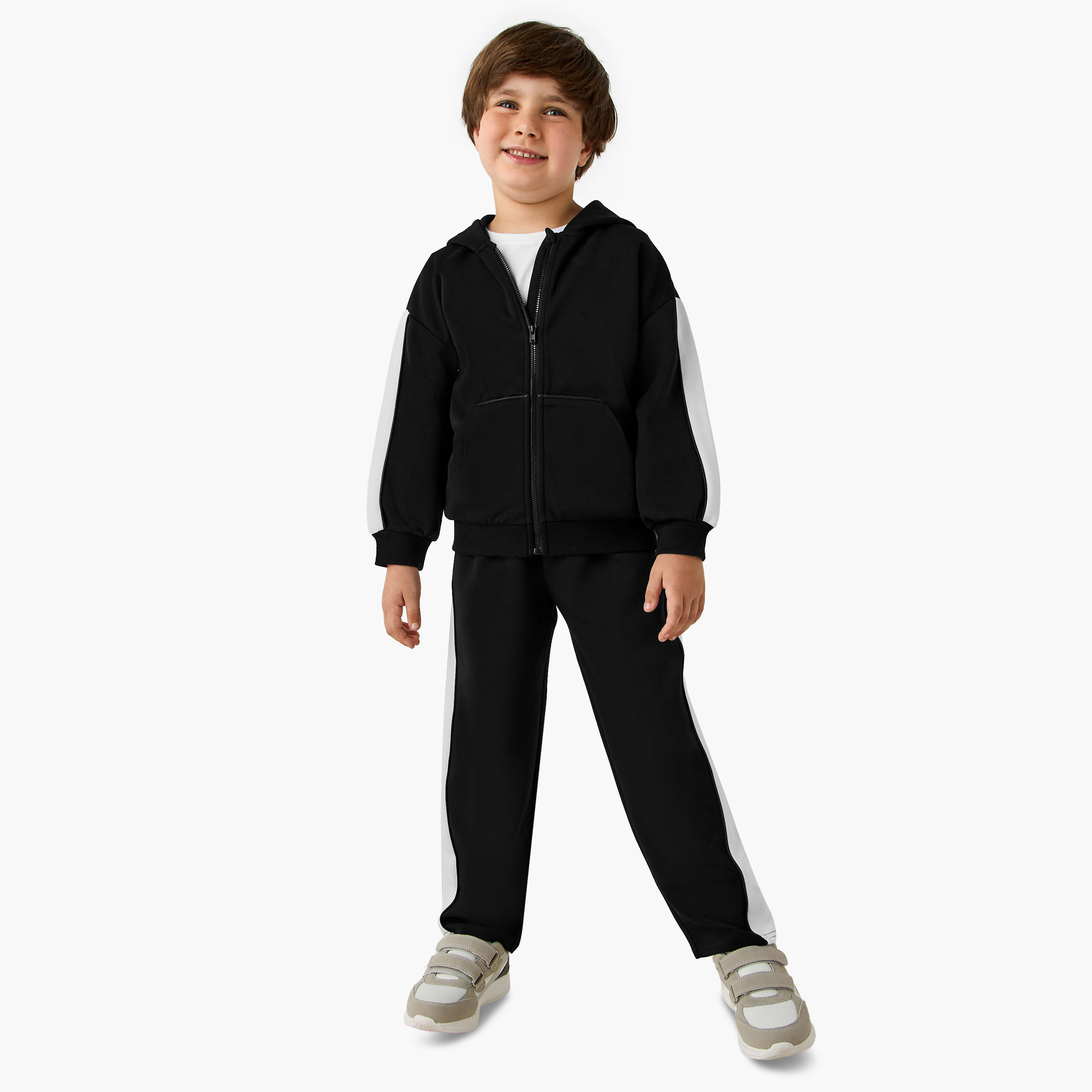 Juniors Boys Sweatshirt and Joggers Set with Hood - Soft Polyester - Long Sleeves-baby-boys-clothing-winterwear-setsandcoords-image-1