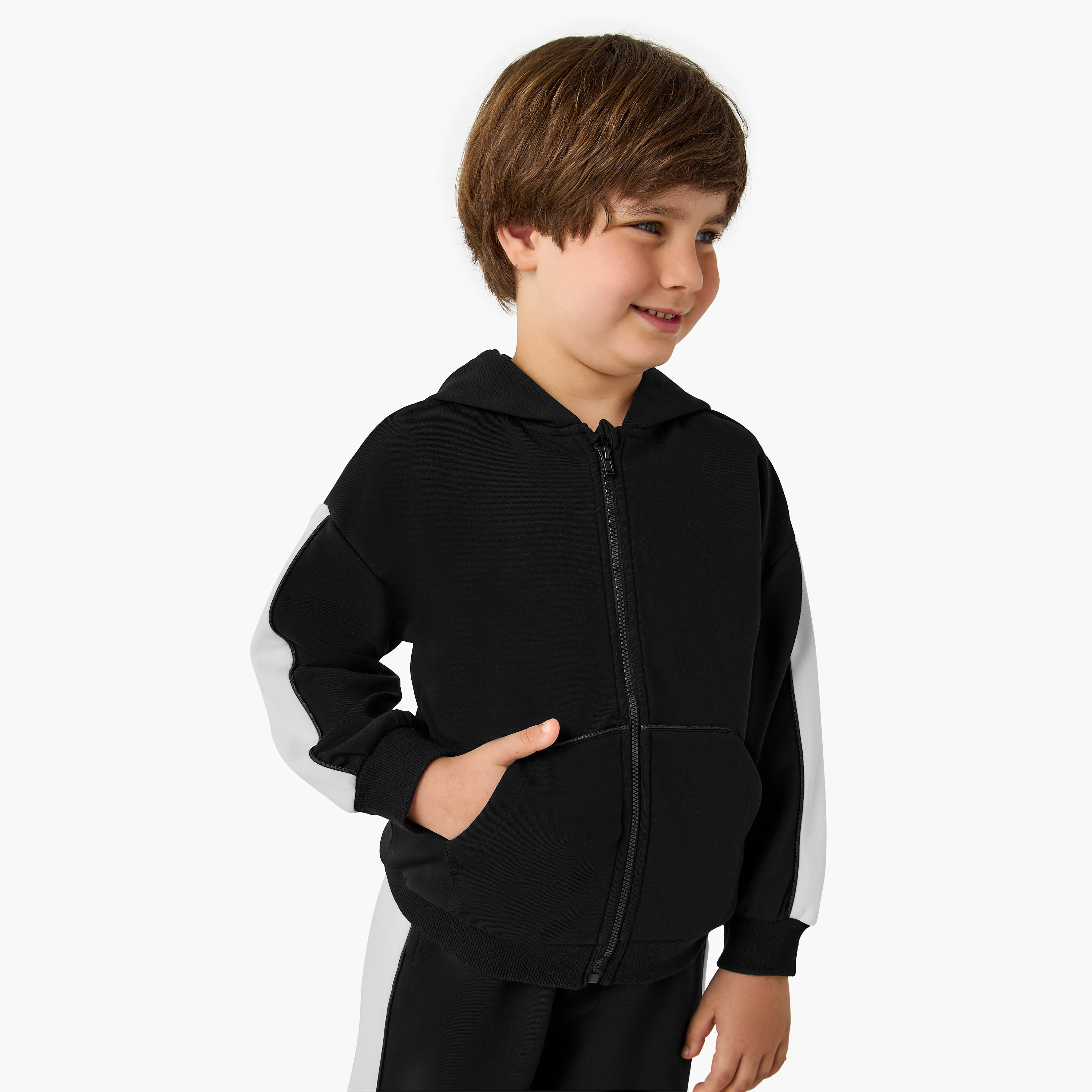 Juniors Boys Sweatshirt and Joggers Set with Hood - Soft Polyester - Long Sleeves-baby-boys-clothing-winterwear-setsandcoords-image-2