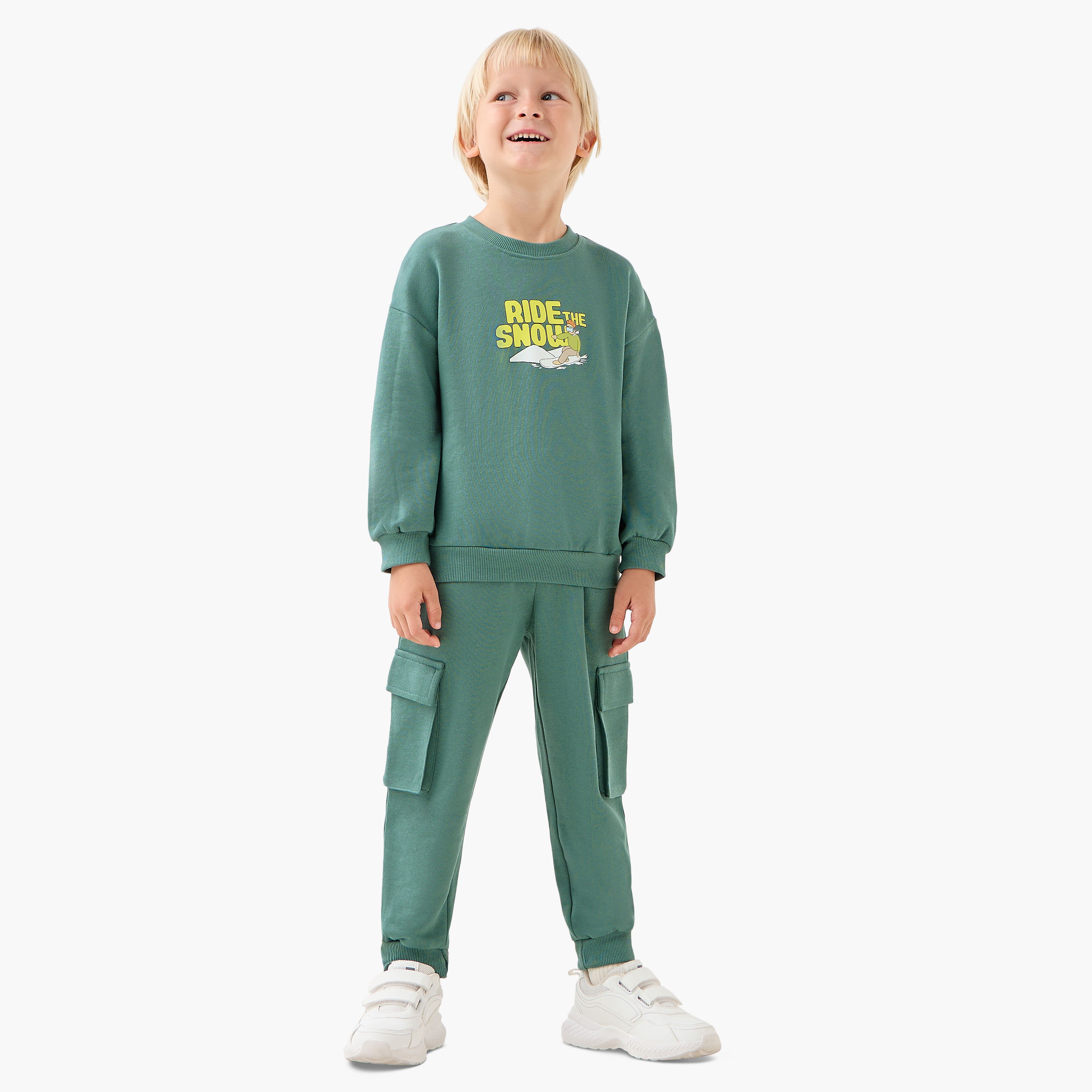 Juniors Boys Sweatshirt and Joggers Set with Graphic Print - Cotton - Long Sleeves - Crew Neck-boys-clothing-setsandcoords-image-1
