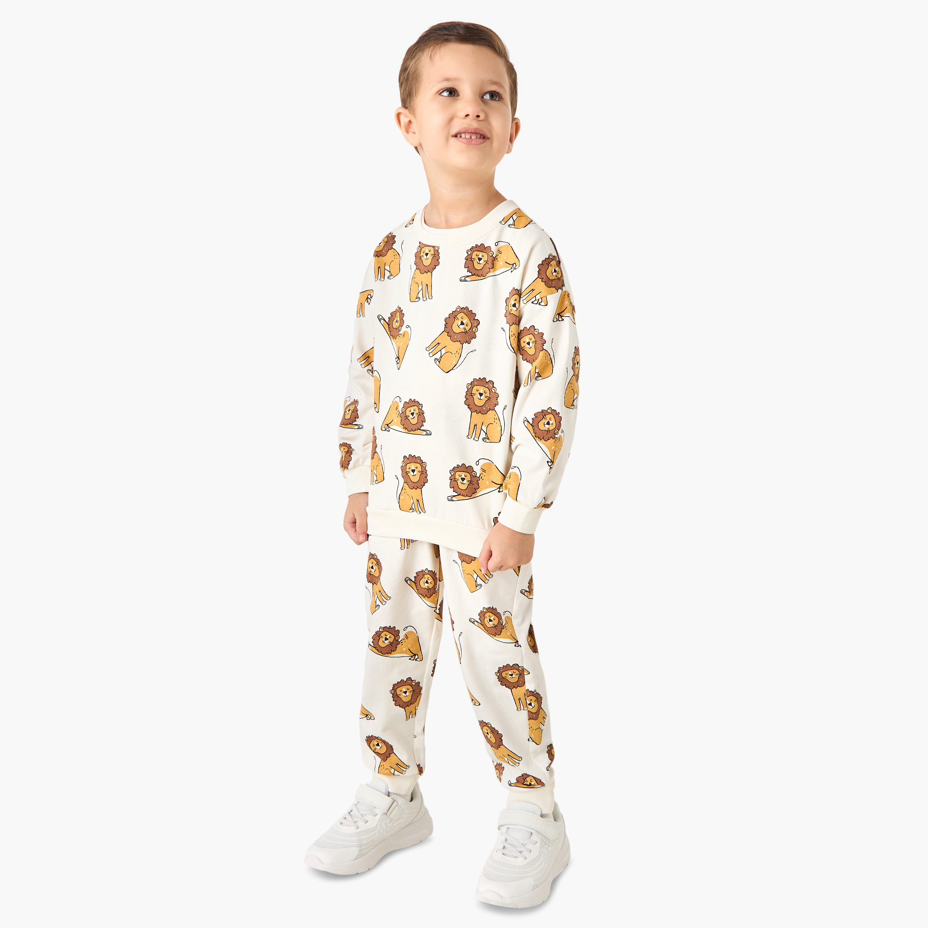 Juniors Lion Print Sweatshirt and Joggers Set-baby-boys-clothing-setsandcoords-image-1