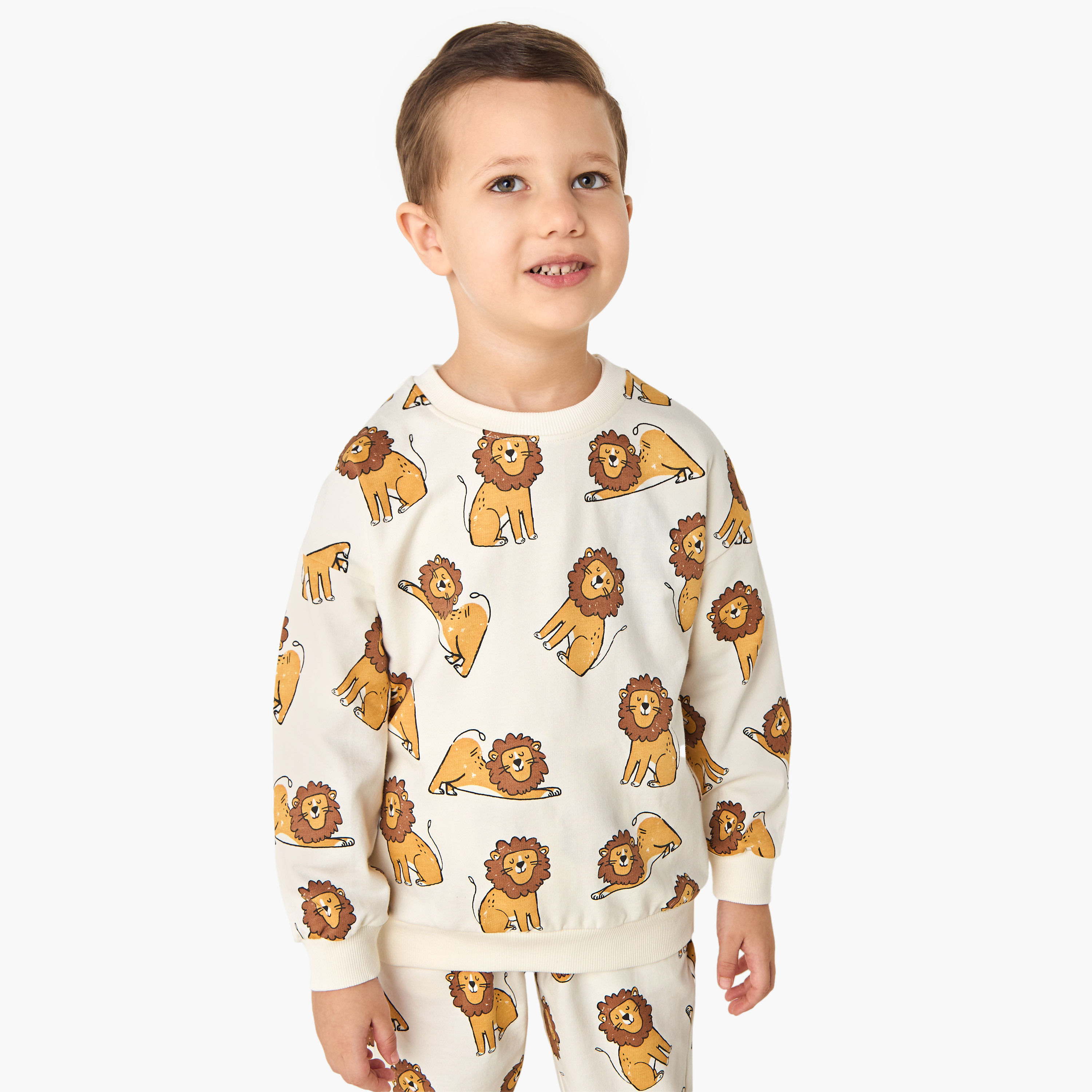 Juniors Lion Print Sweatshirt and Joggers Set-baby-boys-clothing-setsandcoords-image-2