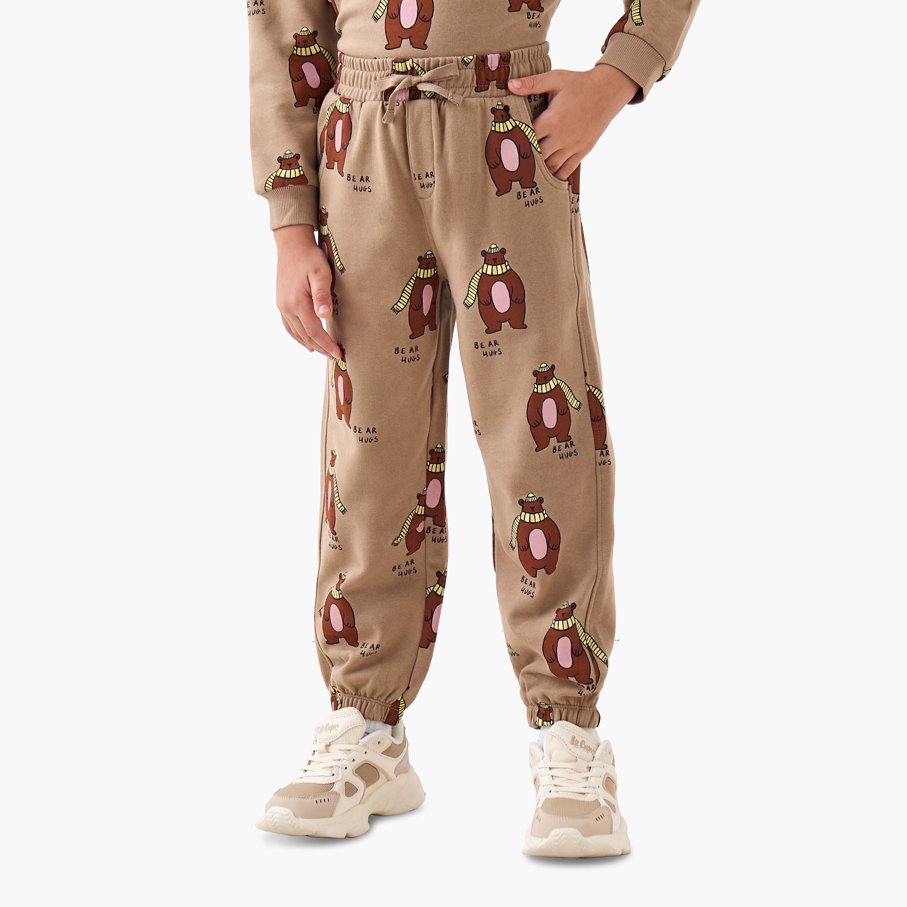 Juniors Boys Sweatshirt and Joggers Set with Bear Print - Cotton - Long Sleeves - Crew Neck-boys-clothing-setsandcoords-image-3