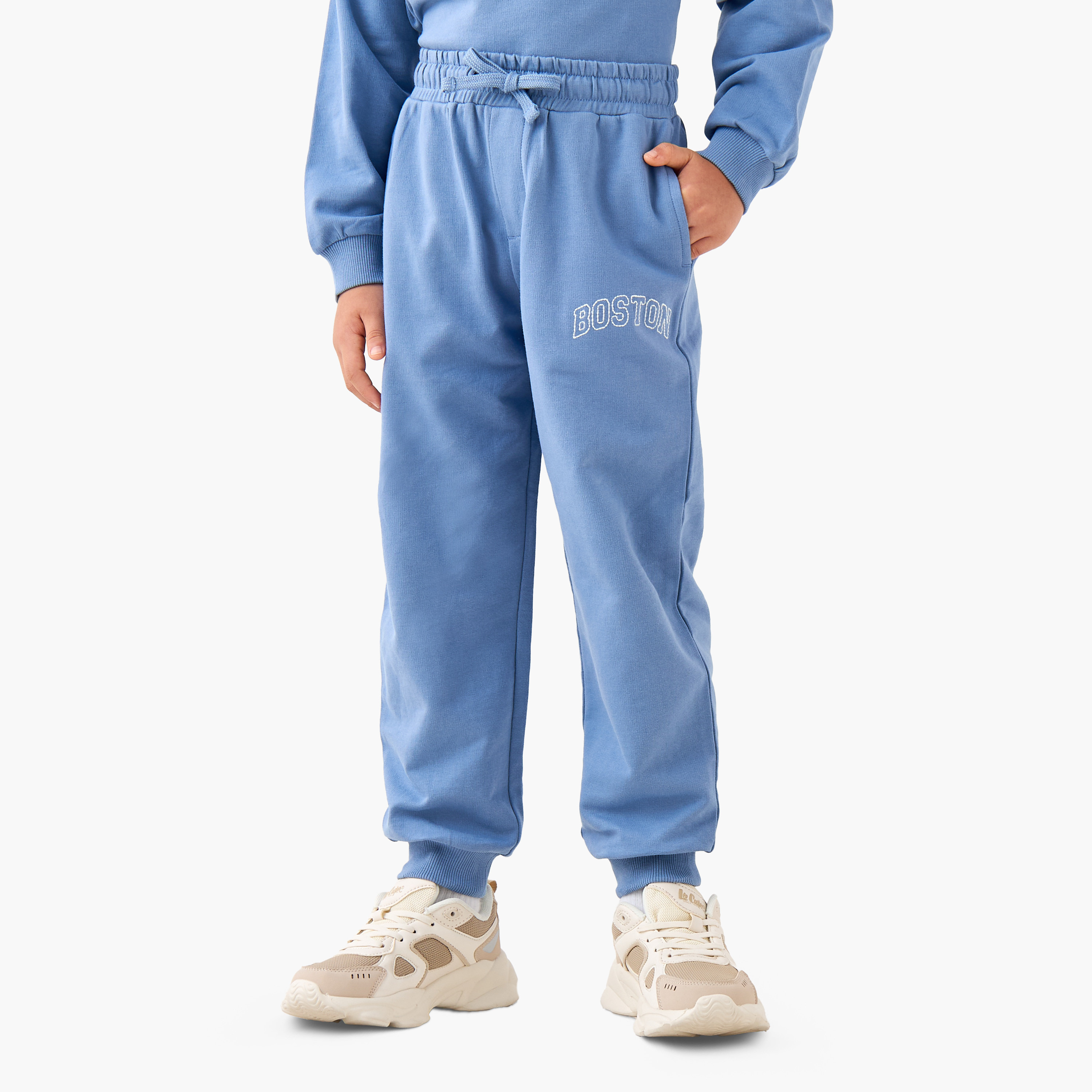 Juniors Boys Sweatshirt and Joggers Set with Boston Applique - Cotton - Long Sleeves-baby-boys-clothing-winterwear-setsandcoords-image-3