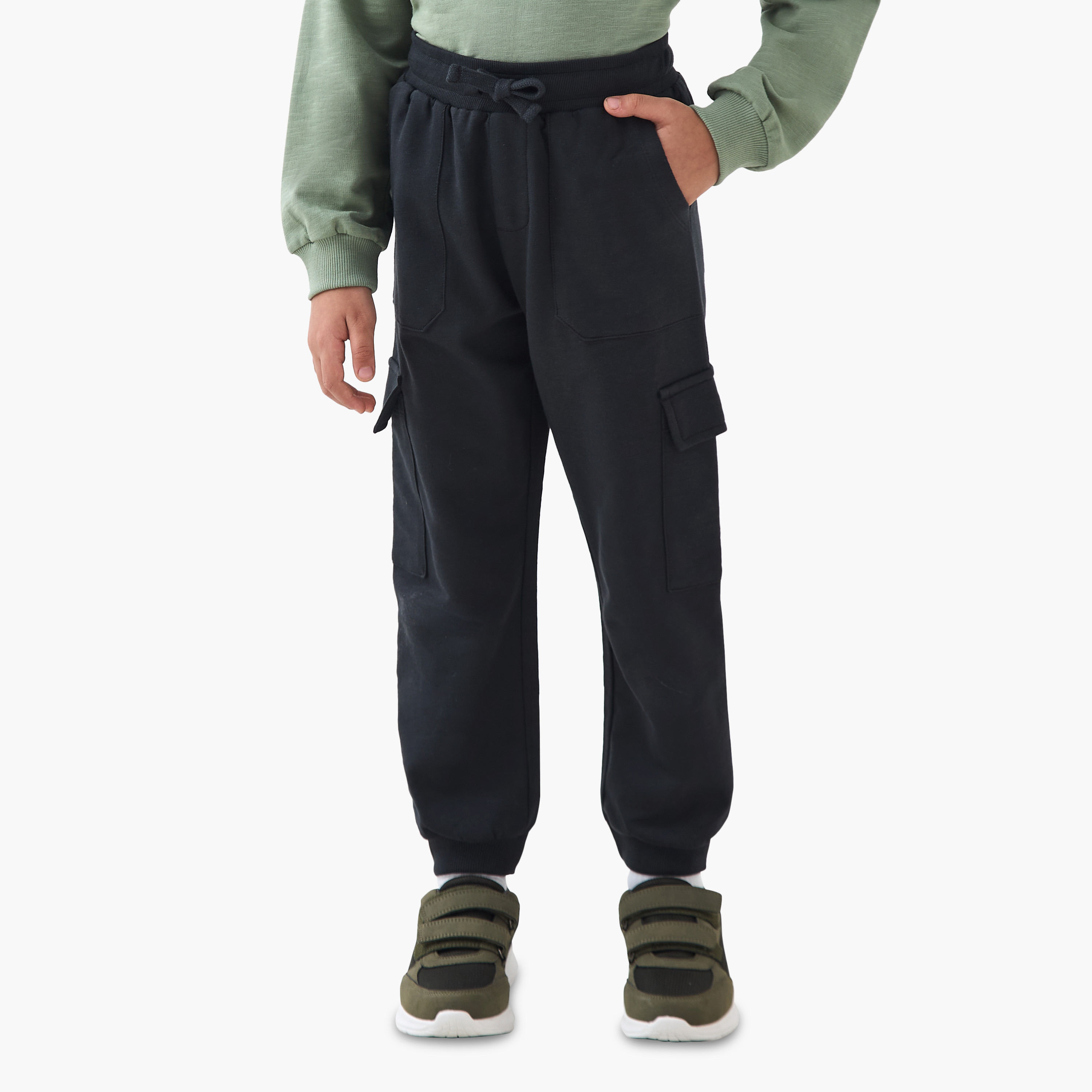 Juniors Boys Sweatshirt and Cargo Joggers Set with Embroidery - Cotton - Long Sleeves - Crew Neck-baby-boys-clothing-winterwear-setsandcoords-image-3