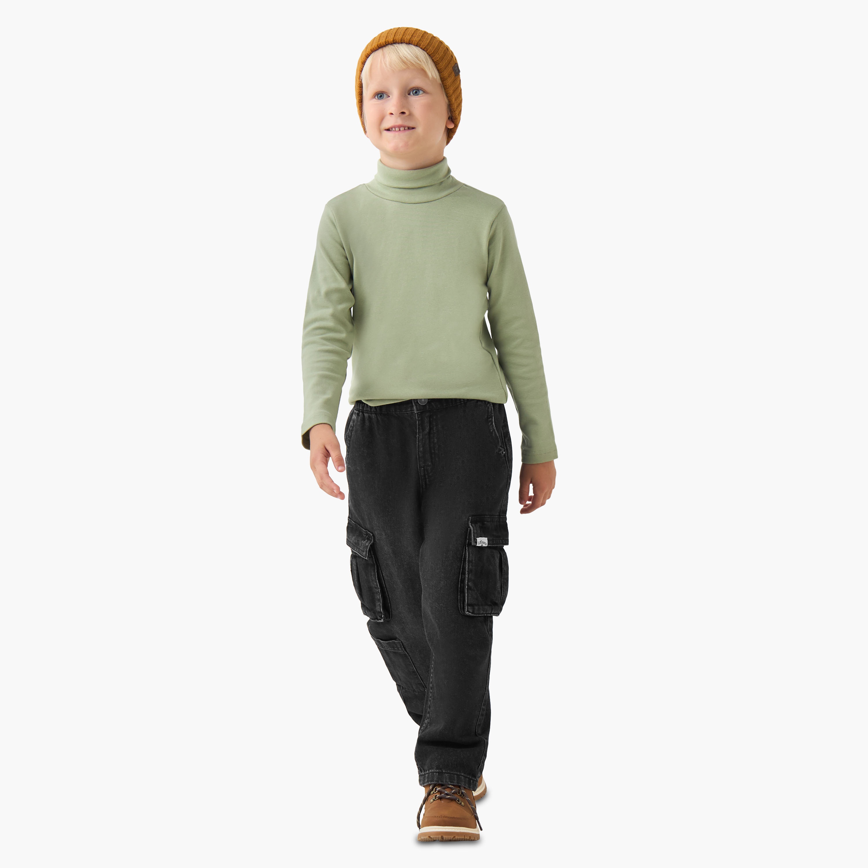 Juniors Boys Jeans with Cargo Pockets - Cotton - Elastic Waist - Regular Fit-baby-boys-clothing-bottoms-jeans-image-2
