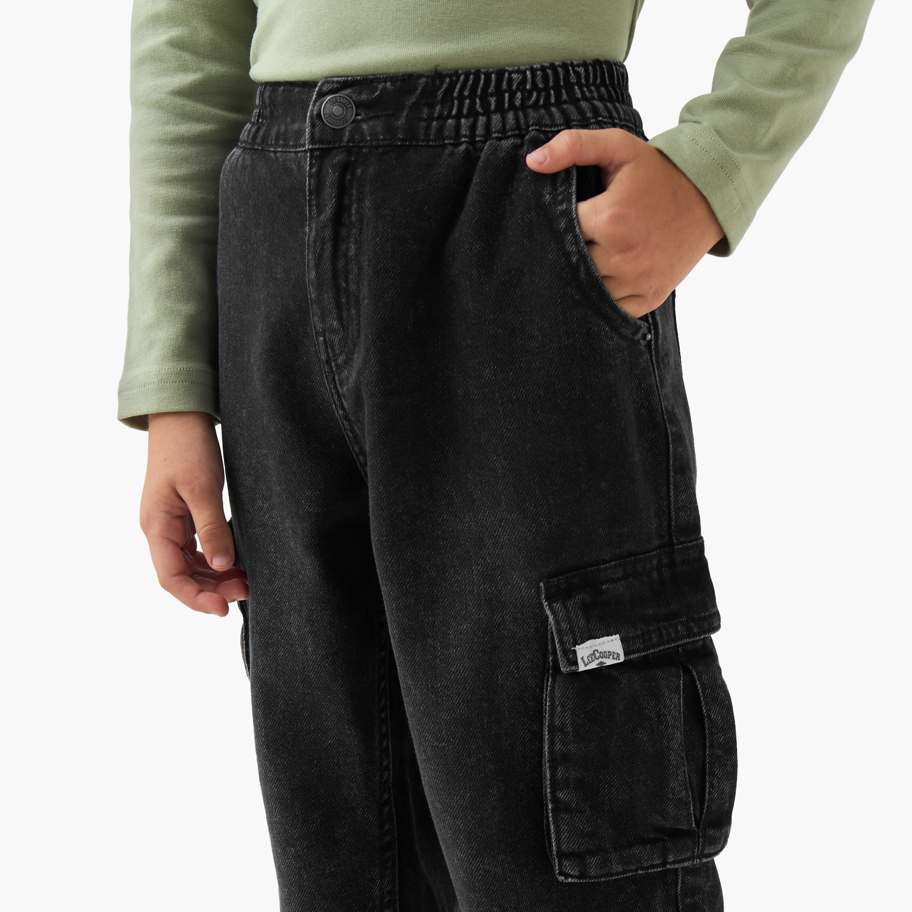 Juniors Boys Jeans with Cargo Pockets - Cotton - Elastic Waist - Regular Fit-baby-boys-clothing-bottoms-jeans-image-4