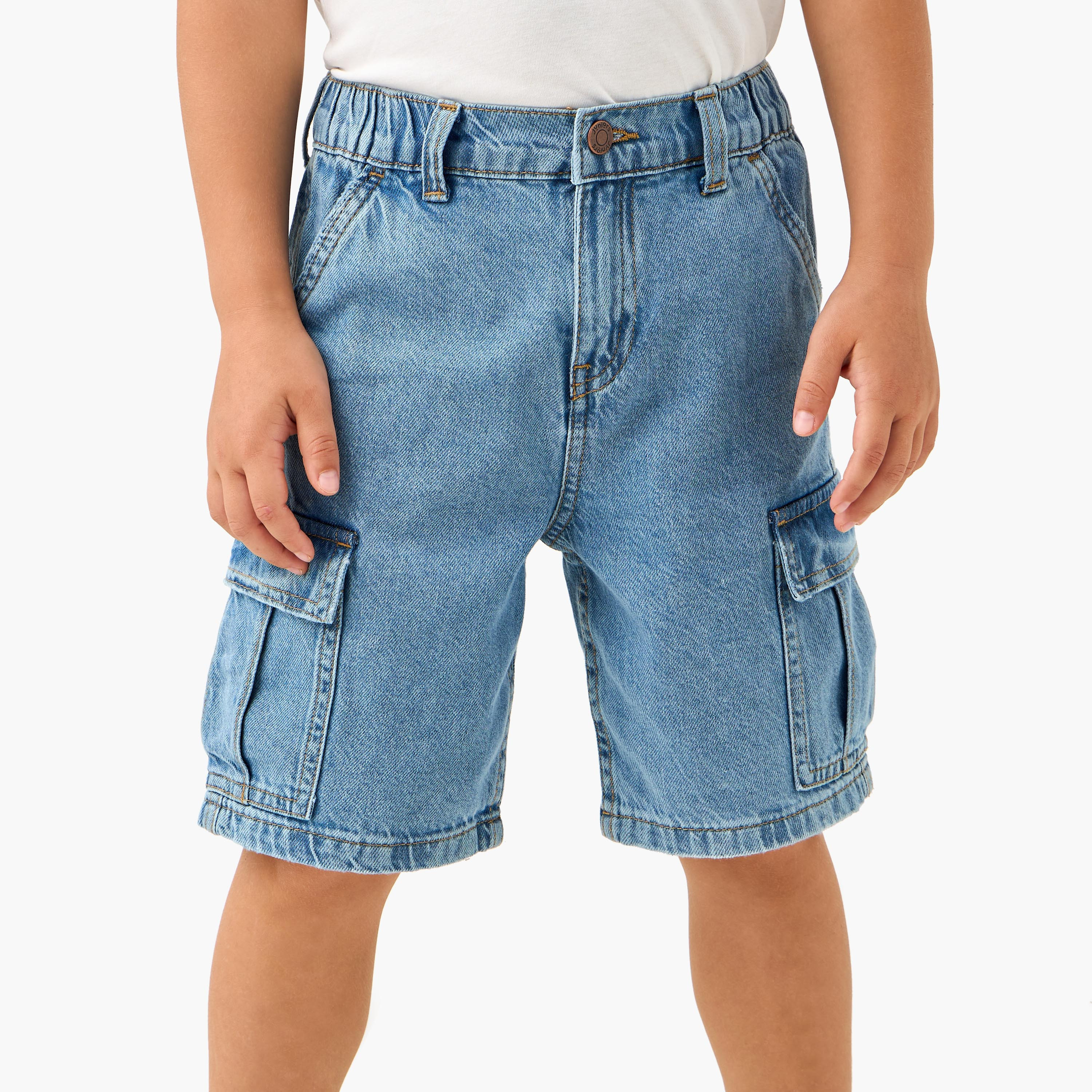 شورت كارجو دينم بزر إغلاق وجيوب من جونيورز-baby-boys-clothing-bottoms-shorts-image-1
