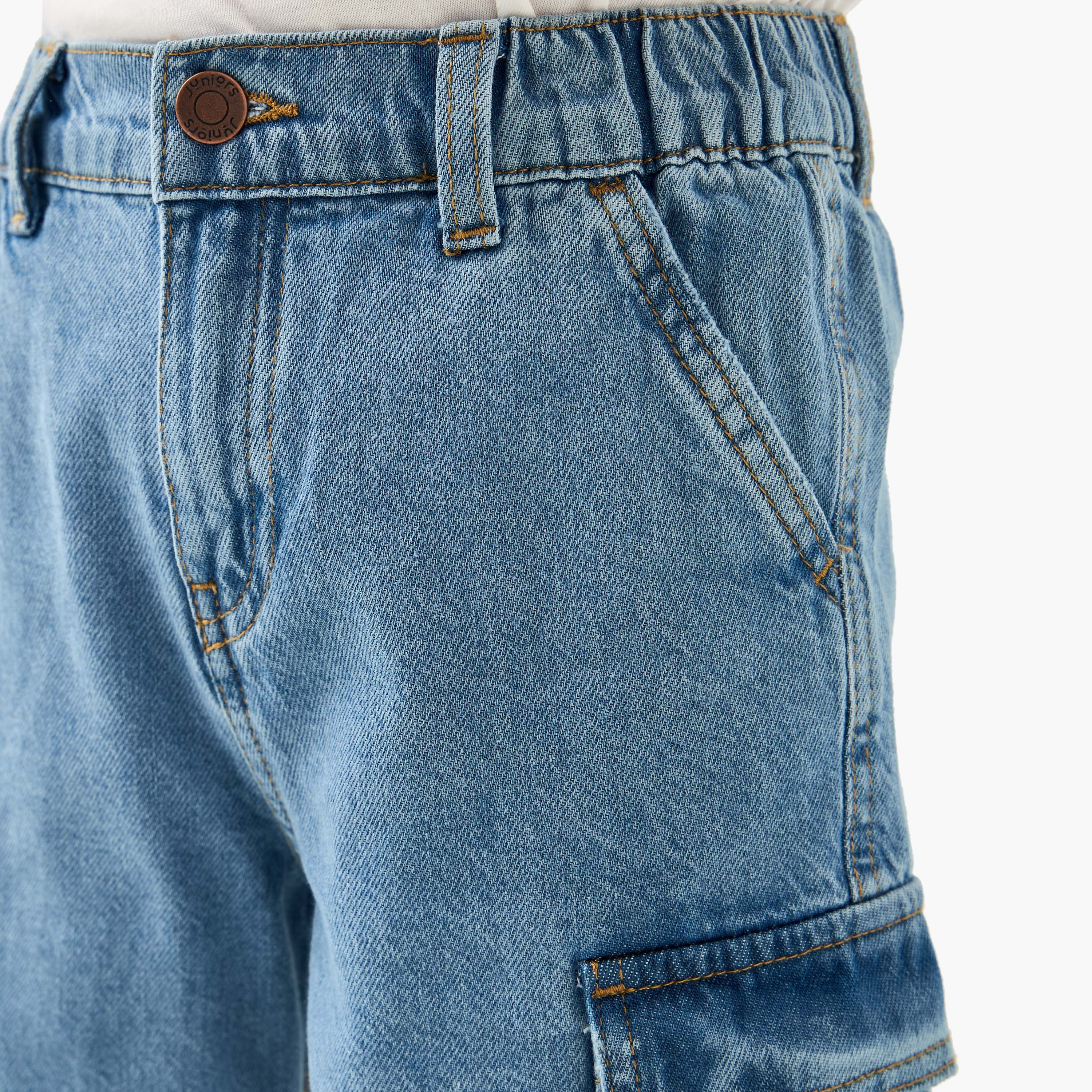 شورت كارجو دينم بزر إغلاق وجيوب من جونيورز-baby-boys-clothing-bottoms-shorts-image-4